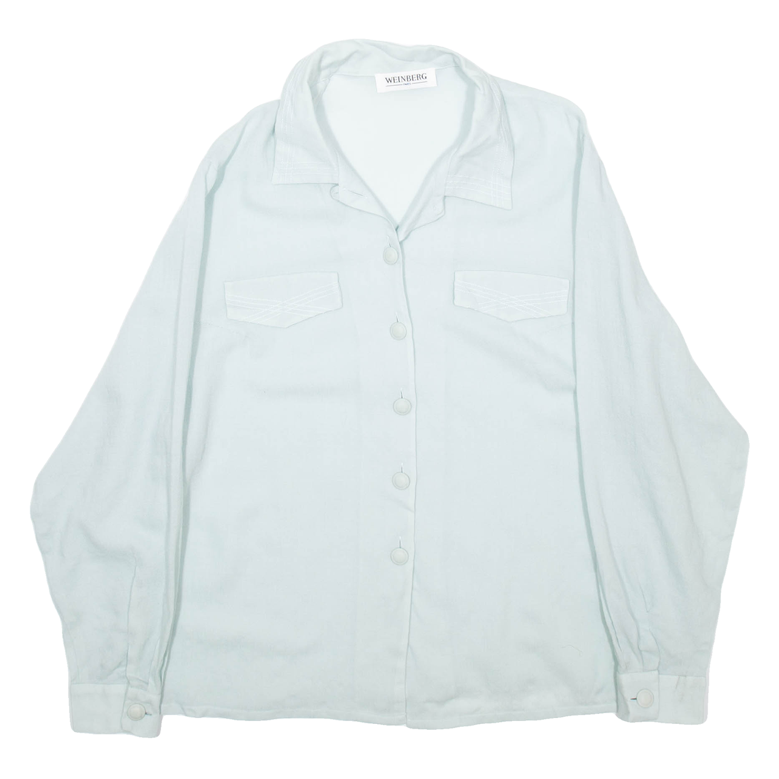 WEINBERG Womens Blouse Blue Collared Long Sleeve L Refurbished - N/A refurbished available on Cerqular