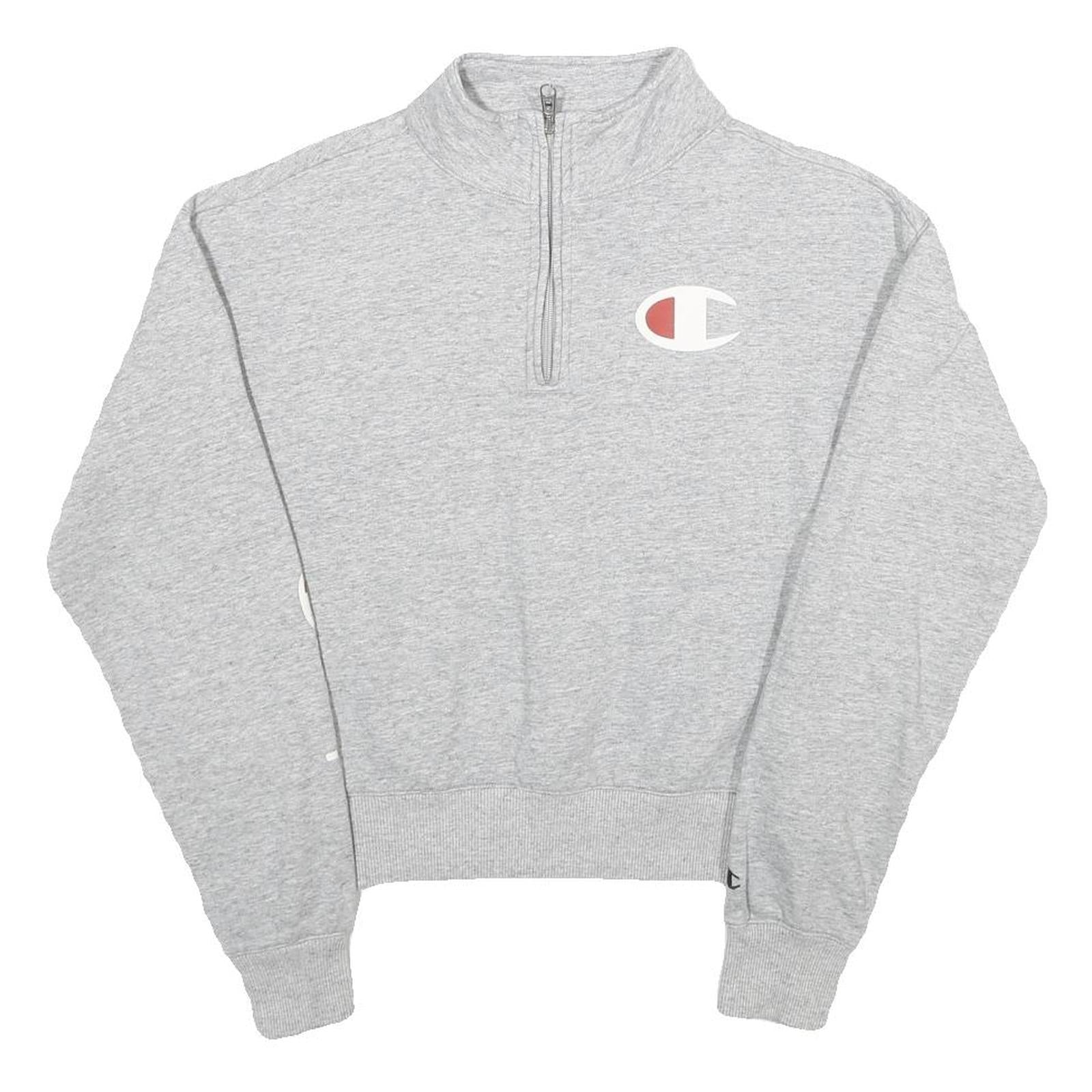 CHAMPION Womens Grey Half Zip S Cotton Blend Casual Sweatshirt Refurbished - N/A refurbished available on Cerqular