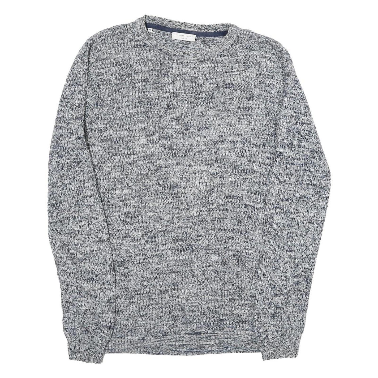 SELECTED HOMME Mens Grey Patterned Cotton Blend Jumper Crew Neck M Casual Refurbished - N/A refurbished available on Cerqular