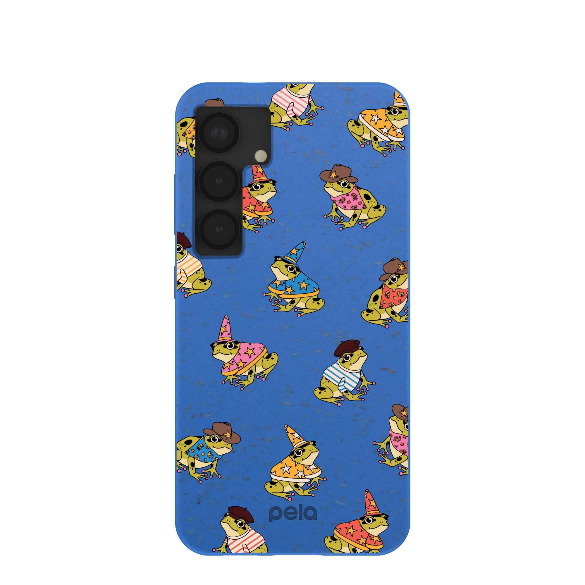 Electric Blue Fancy Frogs Samsung Galaxy S25 Case Refurbished - Pela Case refurbished available on Cerqular