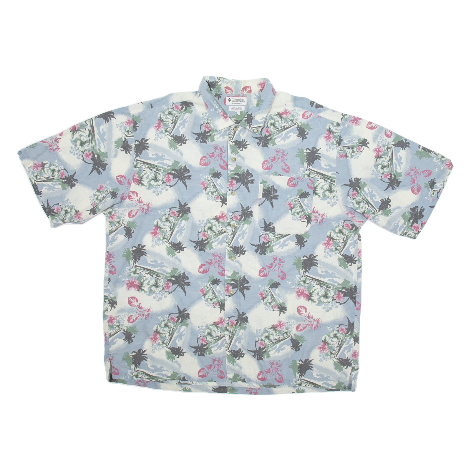 COLUMBIA Mens Hawaiian Shirt Blue Floral 2XL Refurbished - N/A refurbished available on Cerqular