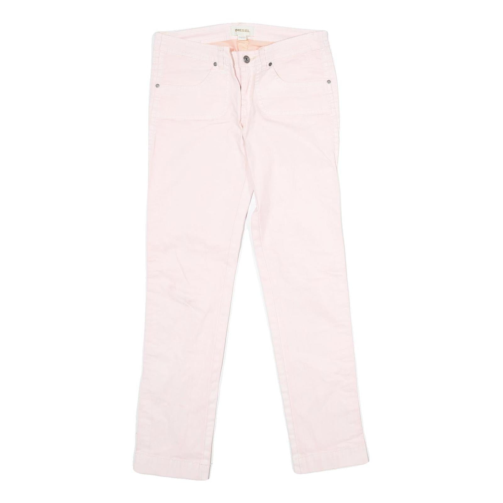 DIESEL Womens Cotton Blend Pink Regular Straight Trousers W27 L29 Stylish Zip Refurbished - N/A refurbished available on Cerqular