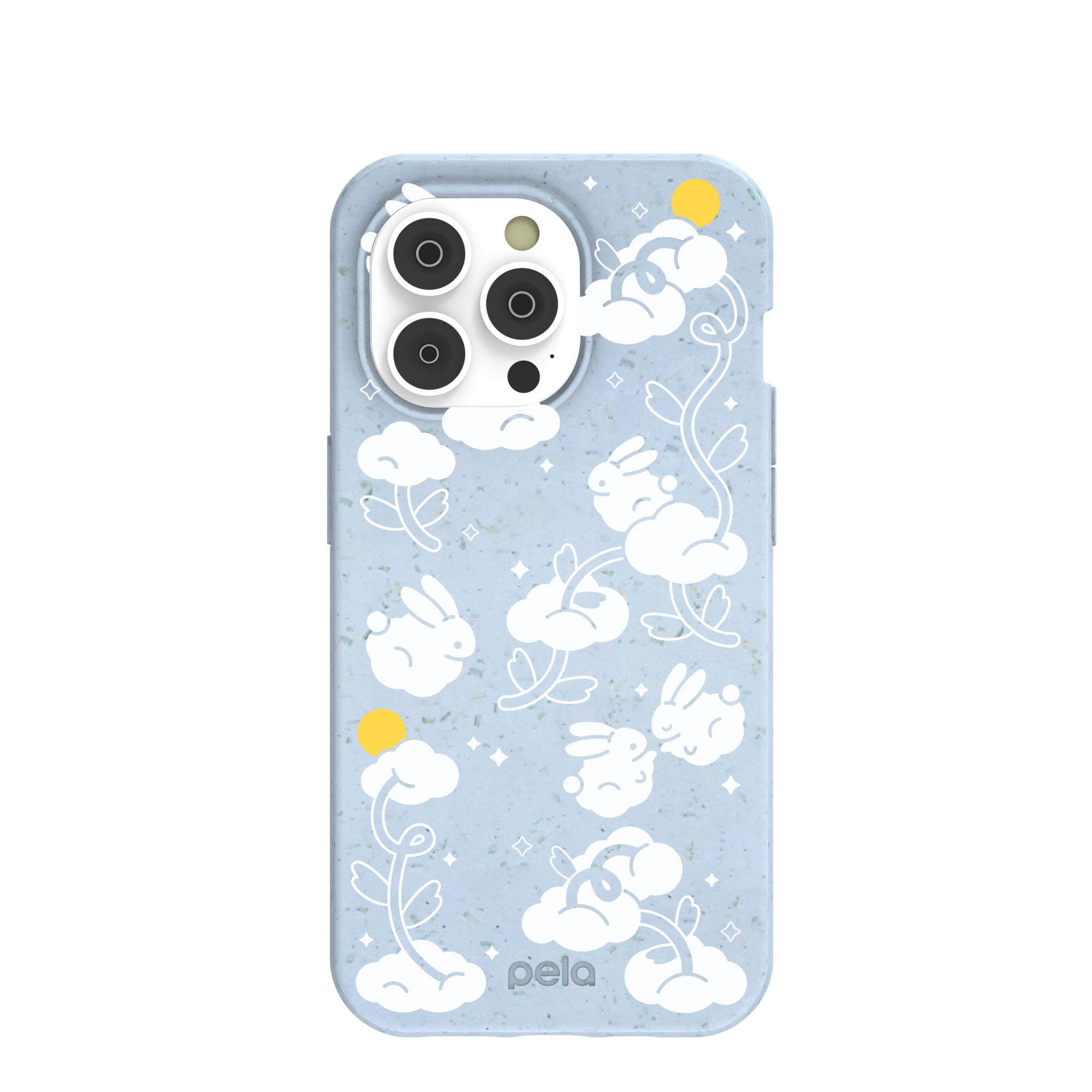 Powder Blue Fluffy Flower iPhone 14 Pro Case Refurbished - Pela Case refurbished available on Cerqular