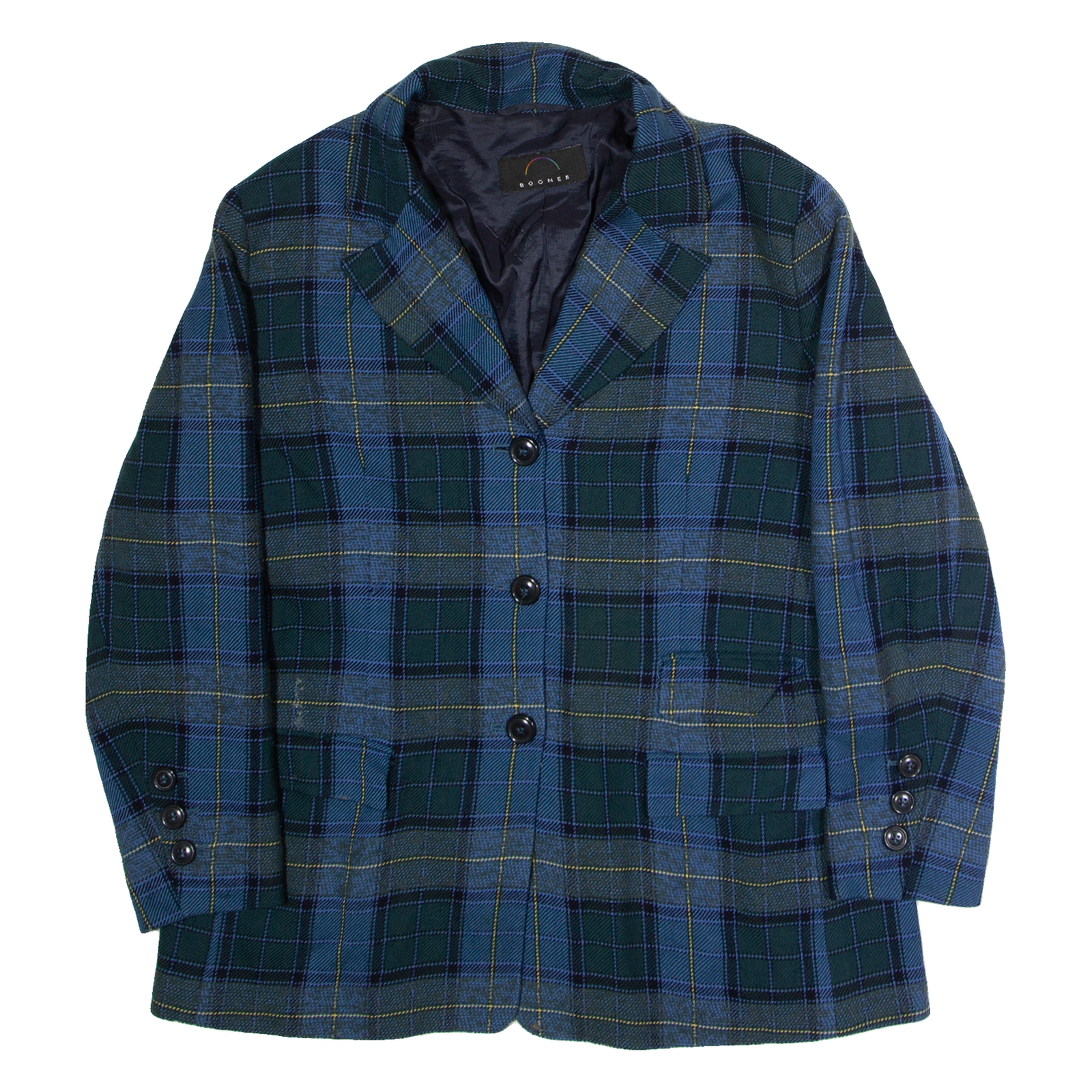 BOGNER Womens Blazer Jacket Blue Knit Plaid XL Refurbished - N/A refurbished available on Cerqular