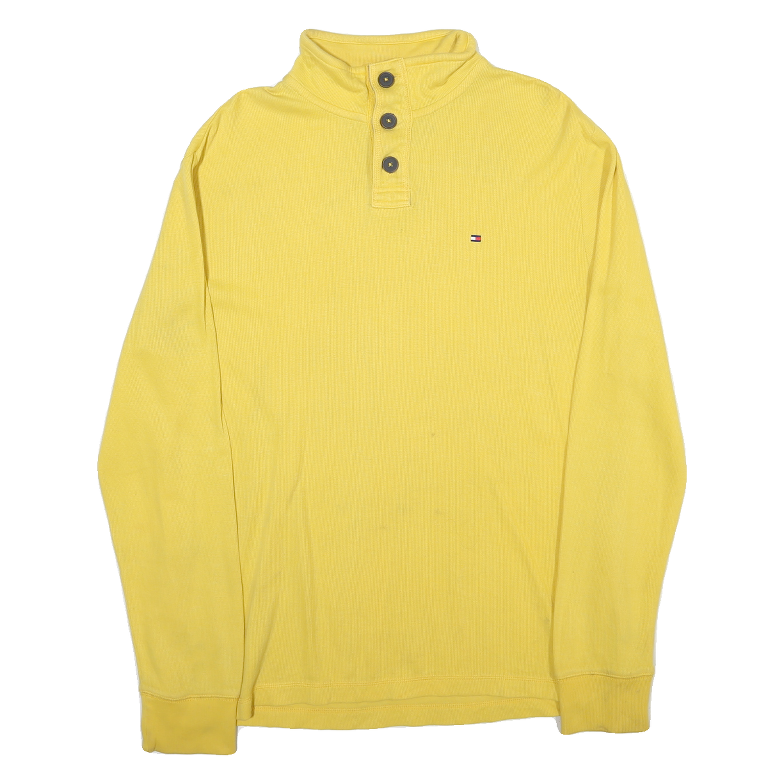TOMMY HILFIGER Mens Yellow Plain Cotton Blend Pullover Crew Neck Jumper L Casual Refurbished - N/A refurbished available on Cerqular