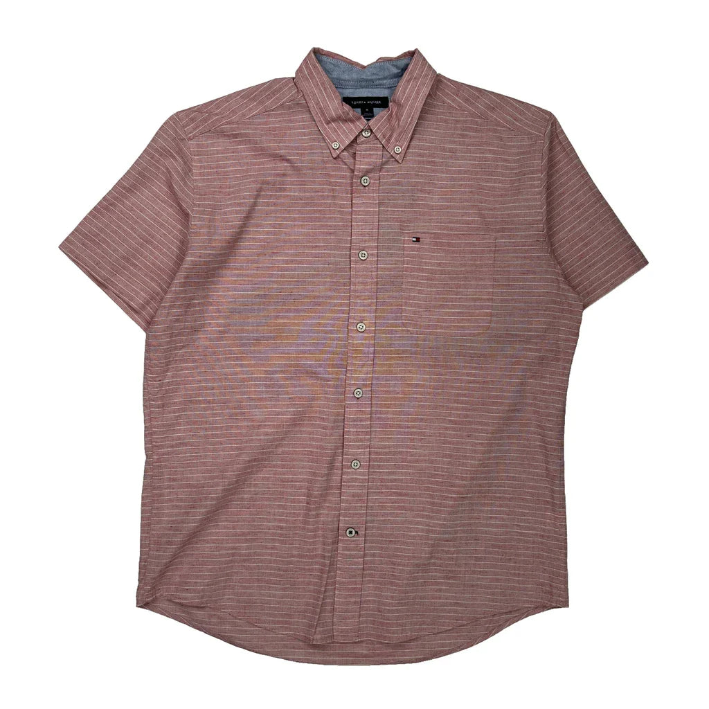 Buy Tommy Hilfiger Striped Short Sleeve Shirt - Medium Red Cotton Refurbished - $33.49 Tommy Hilfiger Striped Short Sleeve Shirt - Medium Red Cotton Refurbished - Thrifted (note: this is a term often used to describe second- refurbished available on Cerqular