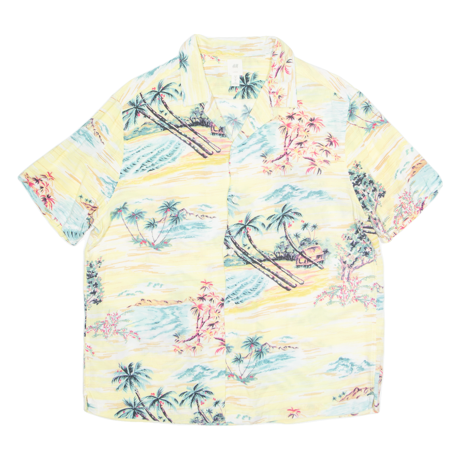 H&M Beach Mens Shirt Yellow Floral M Refurbished - N/A refurbished available on Cerqular
