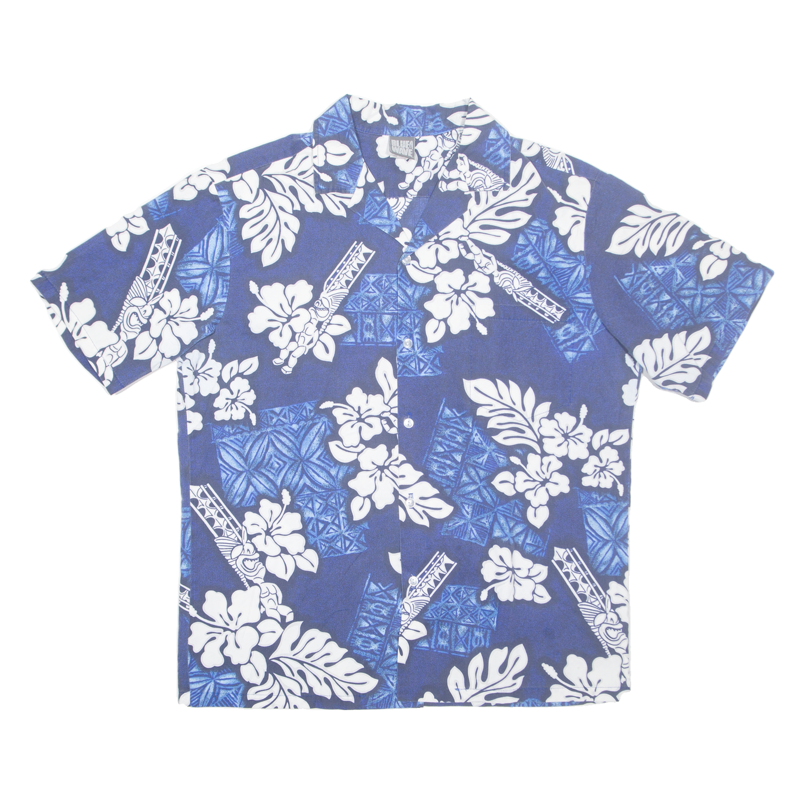 BLUE WAVE Mens Hawaiian Shirt Blue Floral L Refurbished - N/A refurbished available on Cerqular