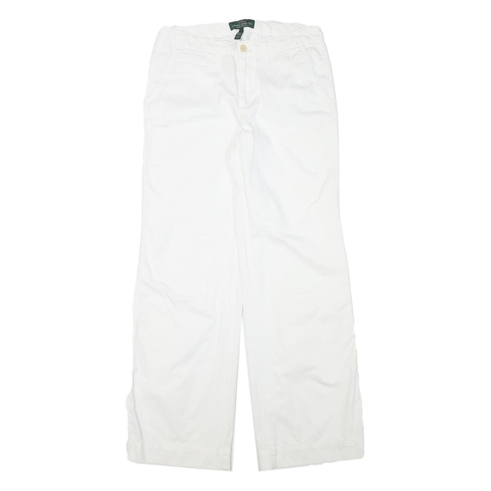 LAUREN RALPH LAUREN Womens Cotton Blend White Regular Straight Trousers W29 L30 Refurbished - N/A refurbished available on Cerqular