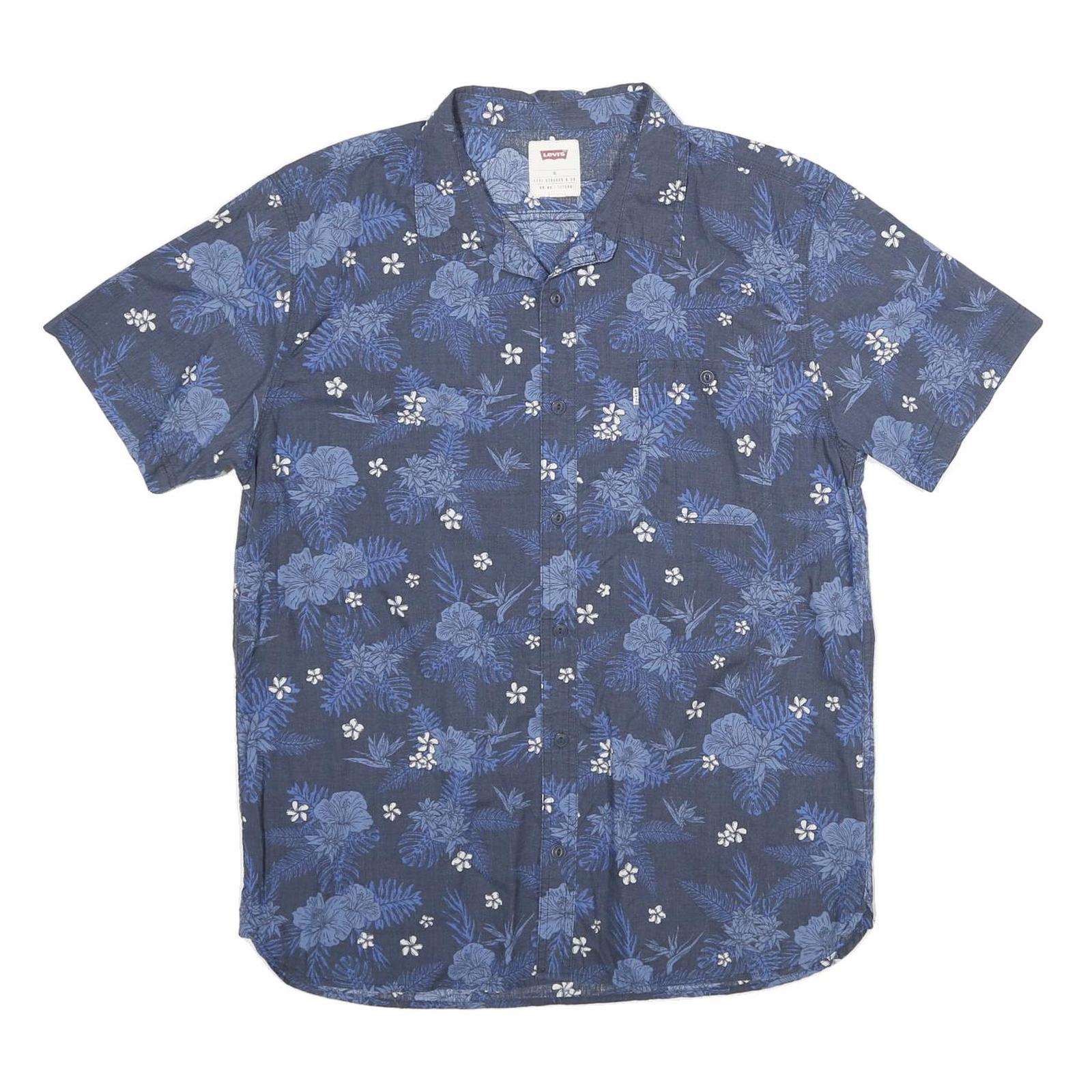 LEVI'S Mens Blue Floral Cotton Short Sleeve Shirt XL Summer Casual Refurbished - N/A refurbished available on Cerqular