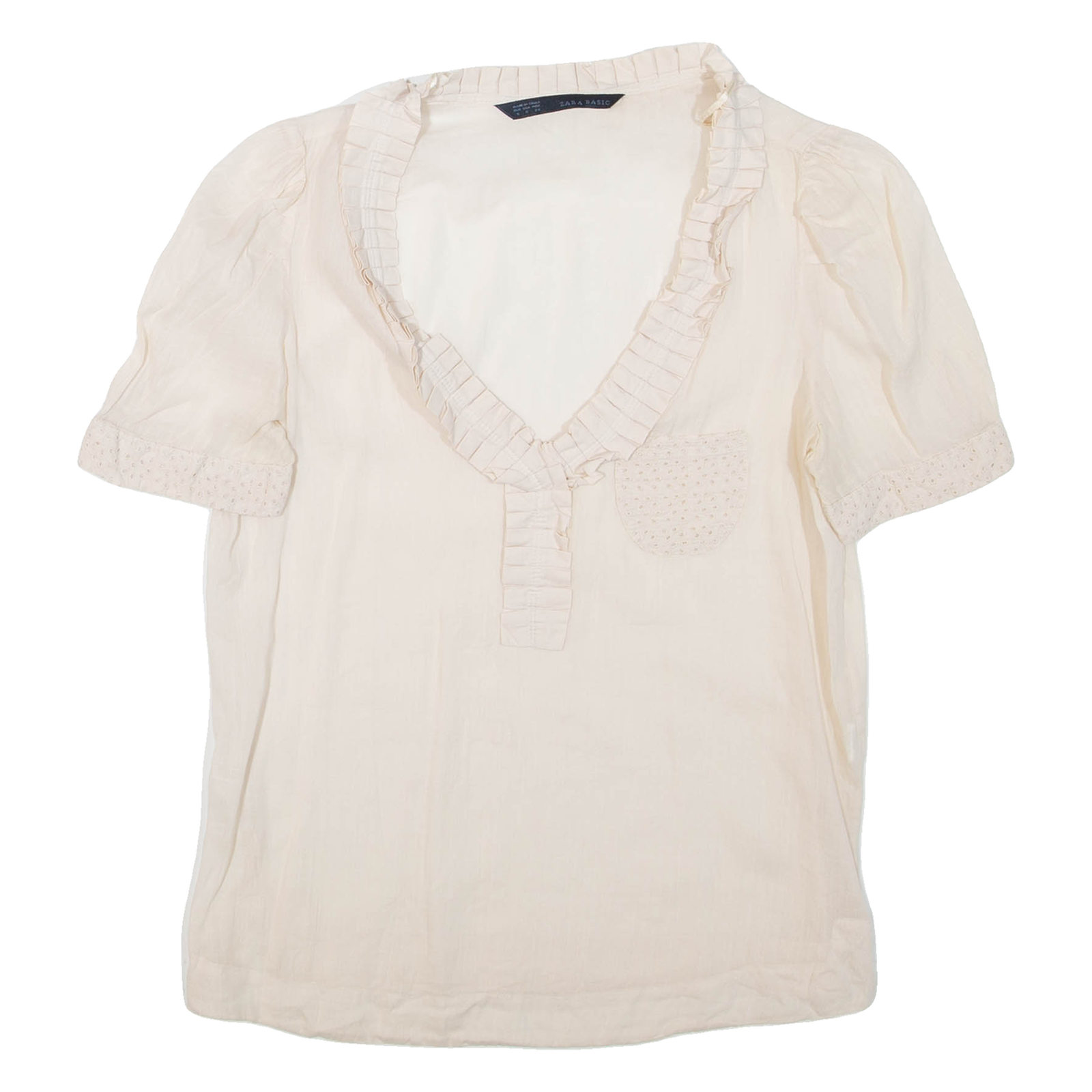 ZARA Womens Top Beige V-Neck S Refurbished - N/A refurbished available on Cerqular