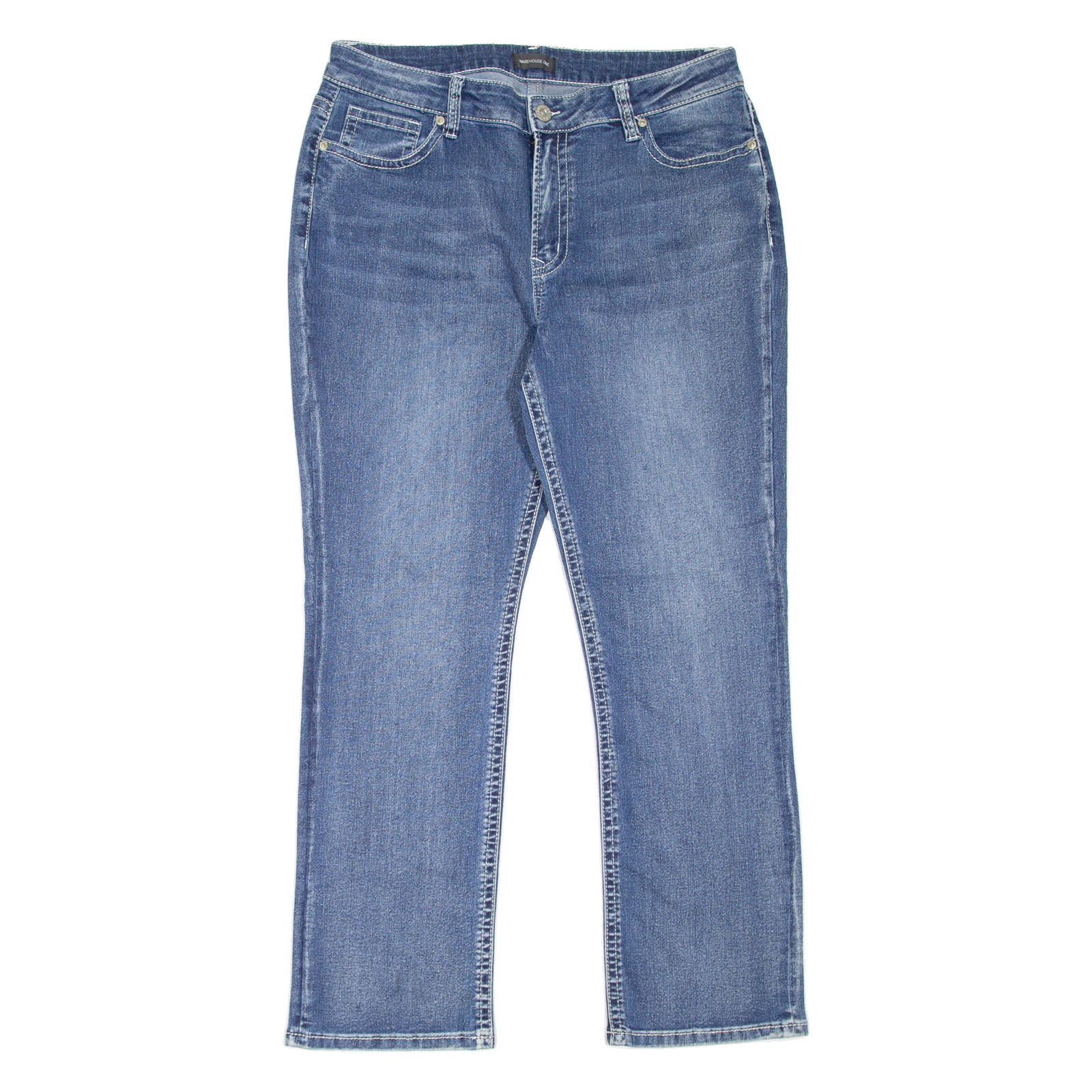 WAREHOUSE ONE Womens Jeans Blue Slim Straight Stone Wash W36 L29 Refurbished - N/A refurbished available on Cerqular