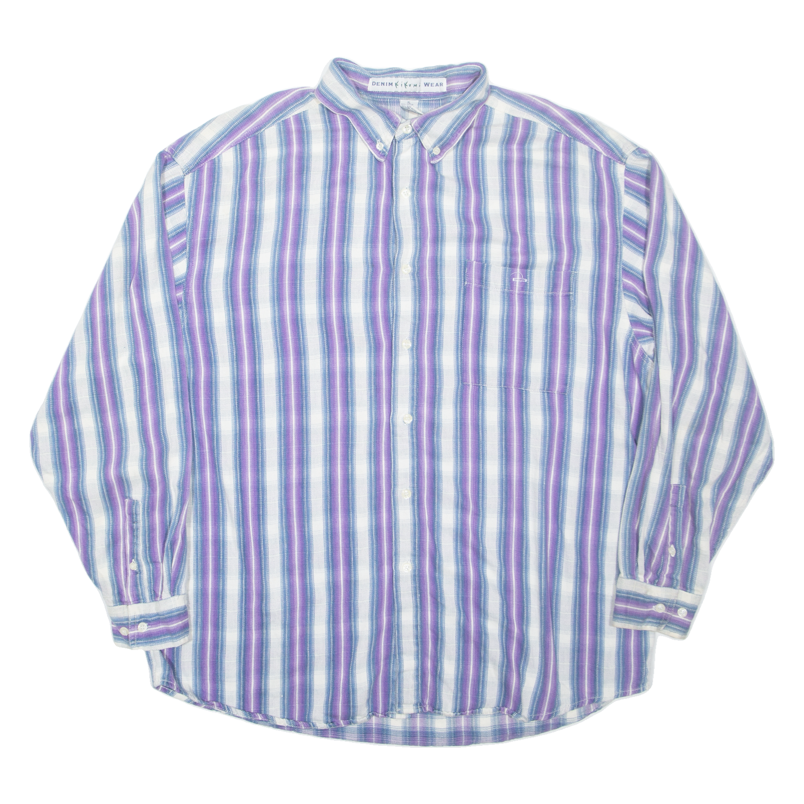 DENIM KIKOMO WEAR Mens Shirt Purple Striped Long Sleeve XL Refurbished - N/A refurbished available on Cerqular