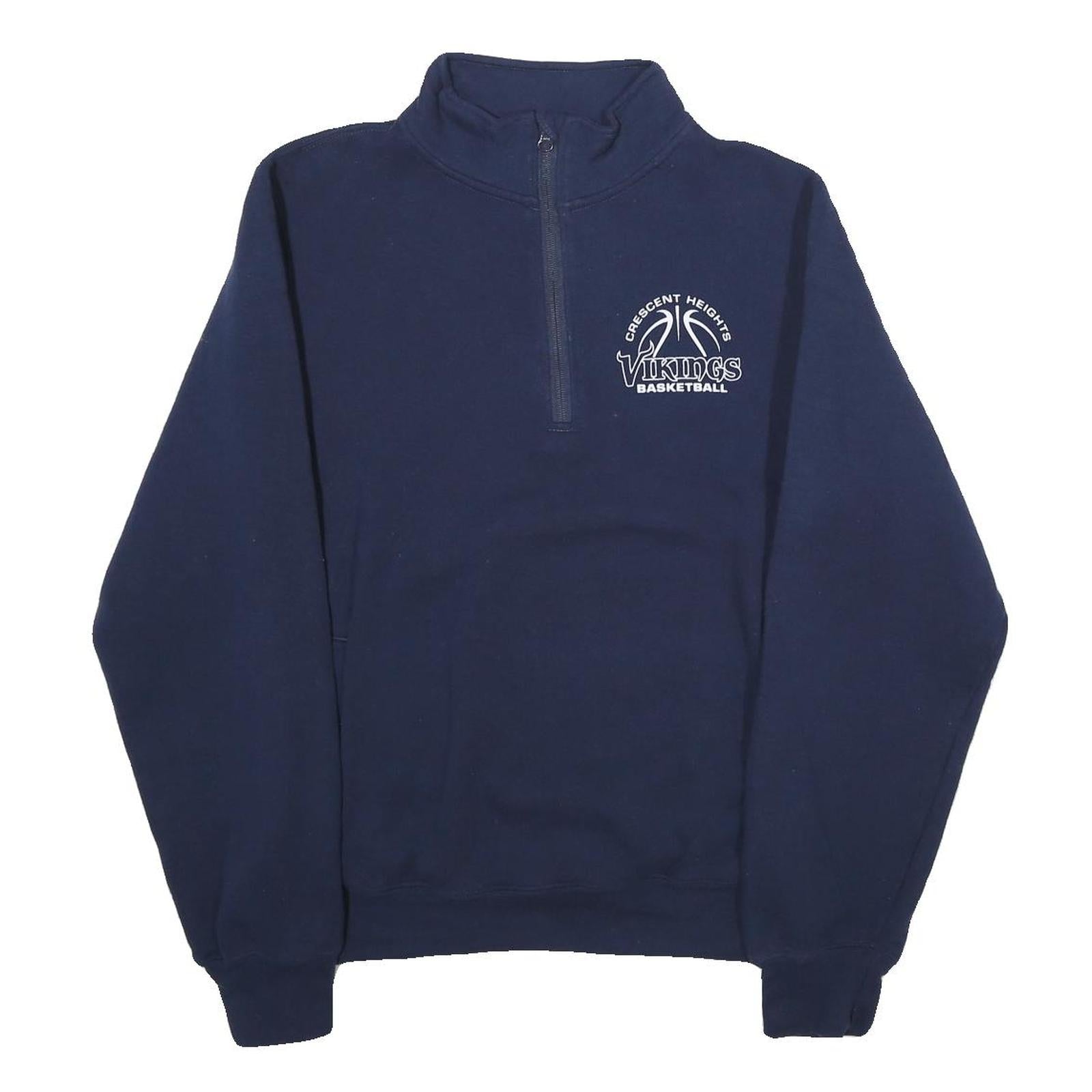 RUSSELL ATHLETIC Mens Navy Blue Cotton Zip Up Basketball Jacket S Plain Casual Refurbished - N/A refurbished available on Cerqular