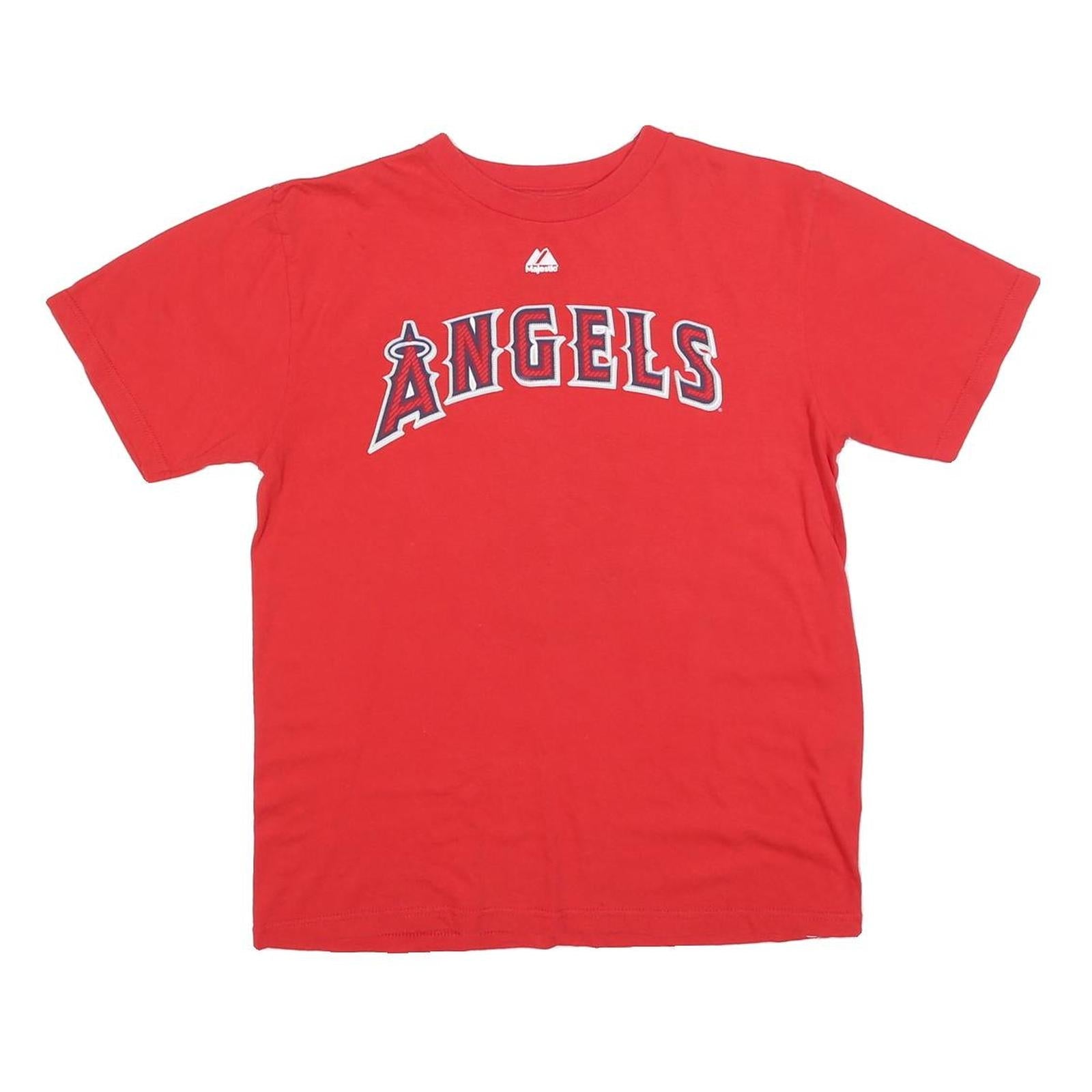 MAJESTIC Mens Red Angeles Graphic T-Shirt S Short Sleeve Crew Neck Baseball Refurbished - N/A refurbished available on Cerqular