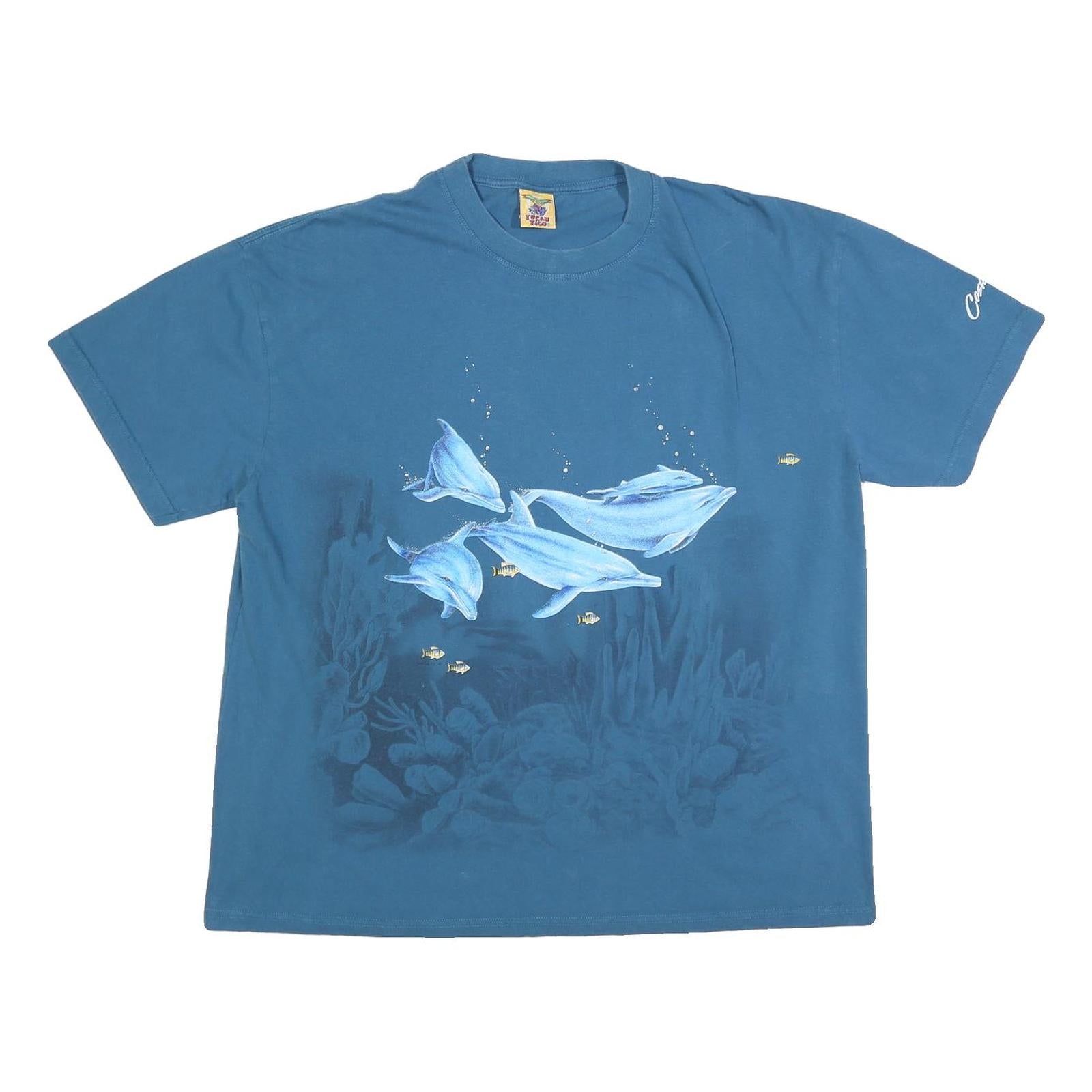 TUCAN TACO Mens Blue XL T-Shirt Short Sleeve Crew Neck Dolphin Graphic Print Refurbished - N/A refurbished available on Cerqular