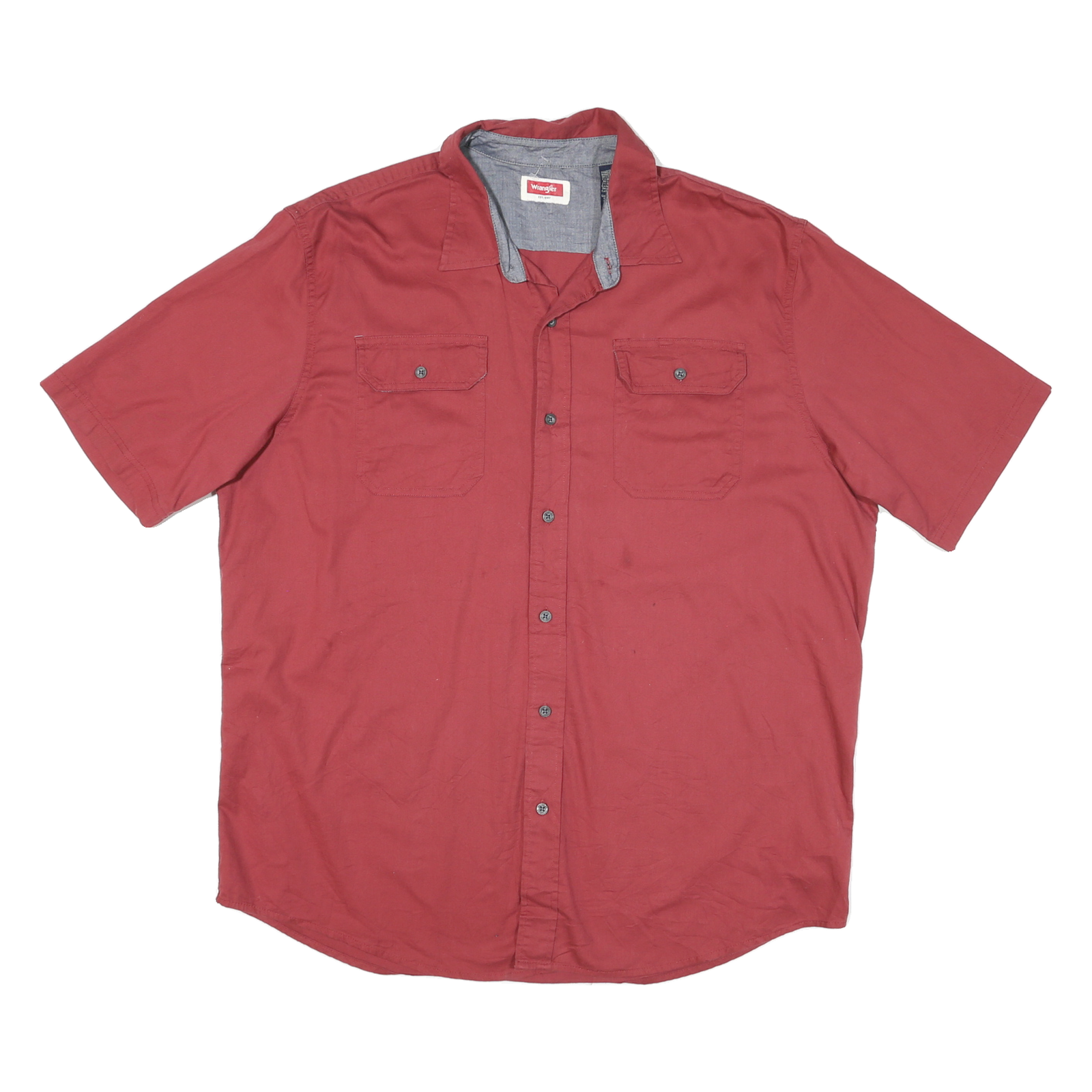 WRANGLER Mens Red Short Sleeve Shirt XL Casual Button Front Workwear Refurbished - N/A refurbished available on Cerqular