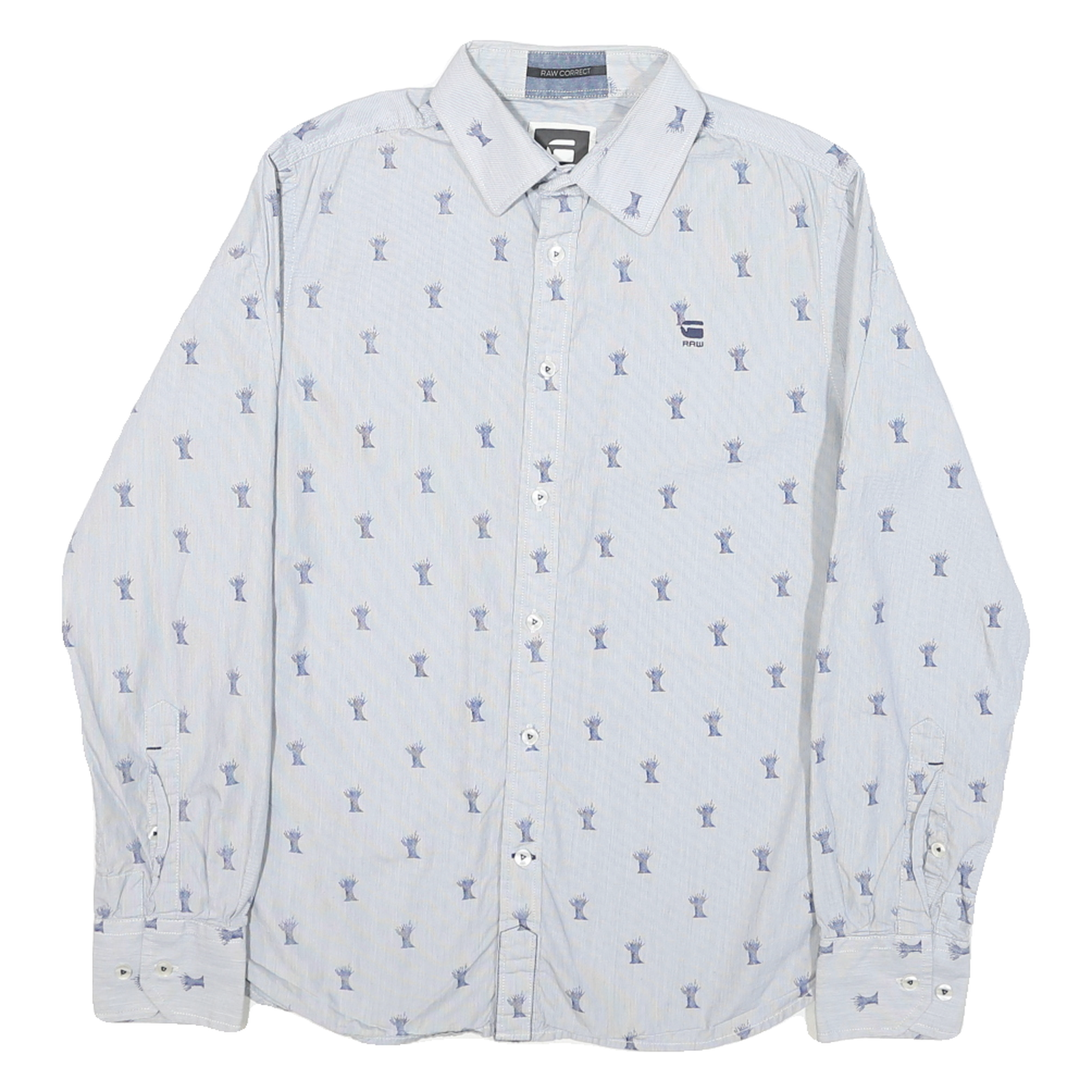 G-STAR Mens Blue Shirt M Cotton Blend Printed Casual Long Sleeve Button Refurbished - N/A refurbished available on Cerqular