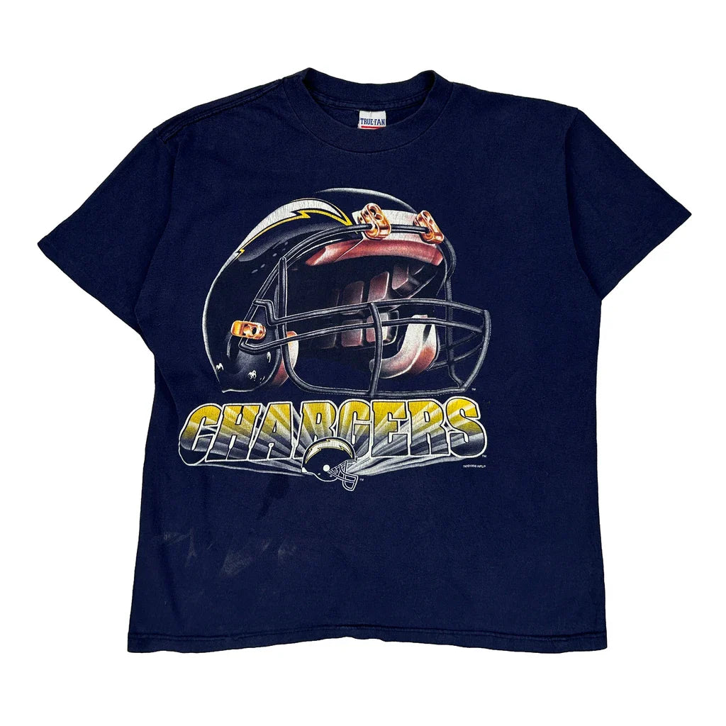Buy Chargers True Fan Single Stitch T-Shirt - 2XL Navy Cotton Refurbished - $46.89 Chargers True Fan Single Stitch T-Shirt - 2XL Navy Cotton Refurbished - Thrifted (note: this is a term often used to describe second- refurbished available on Cerqular