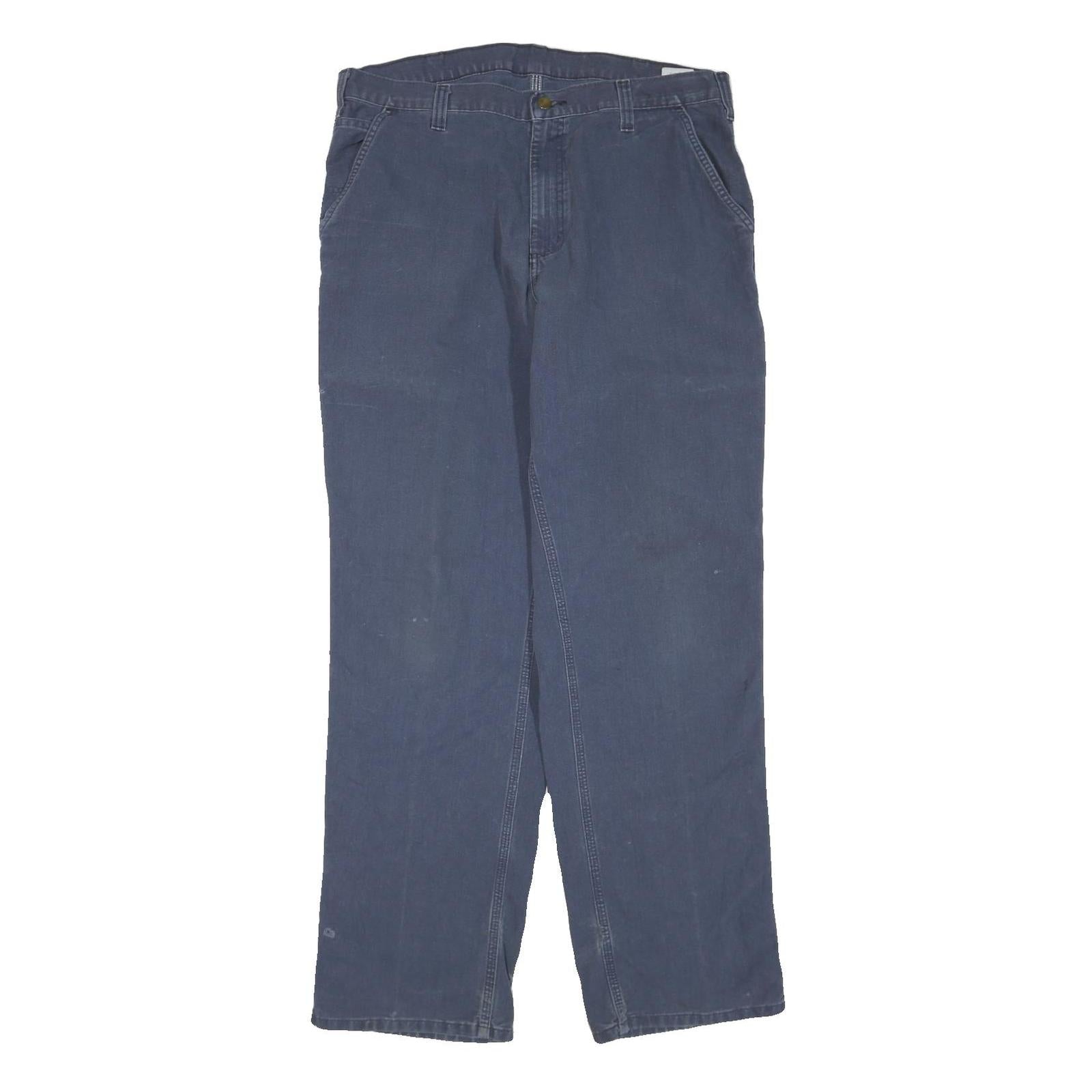 CARHARTT Mens Regular Fit Cotton Blend Blue Trousers W36 L34 Workwear Utility Refurbished - N/A refurbished available on Cerqular