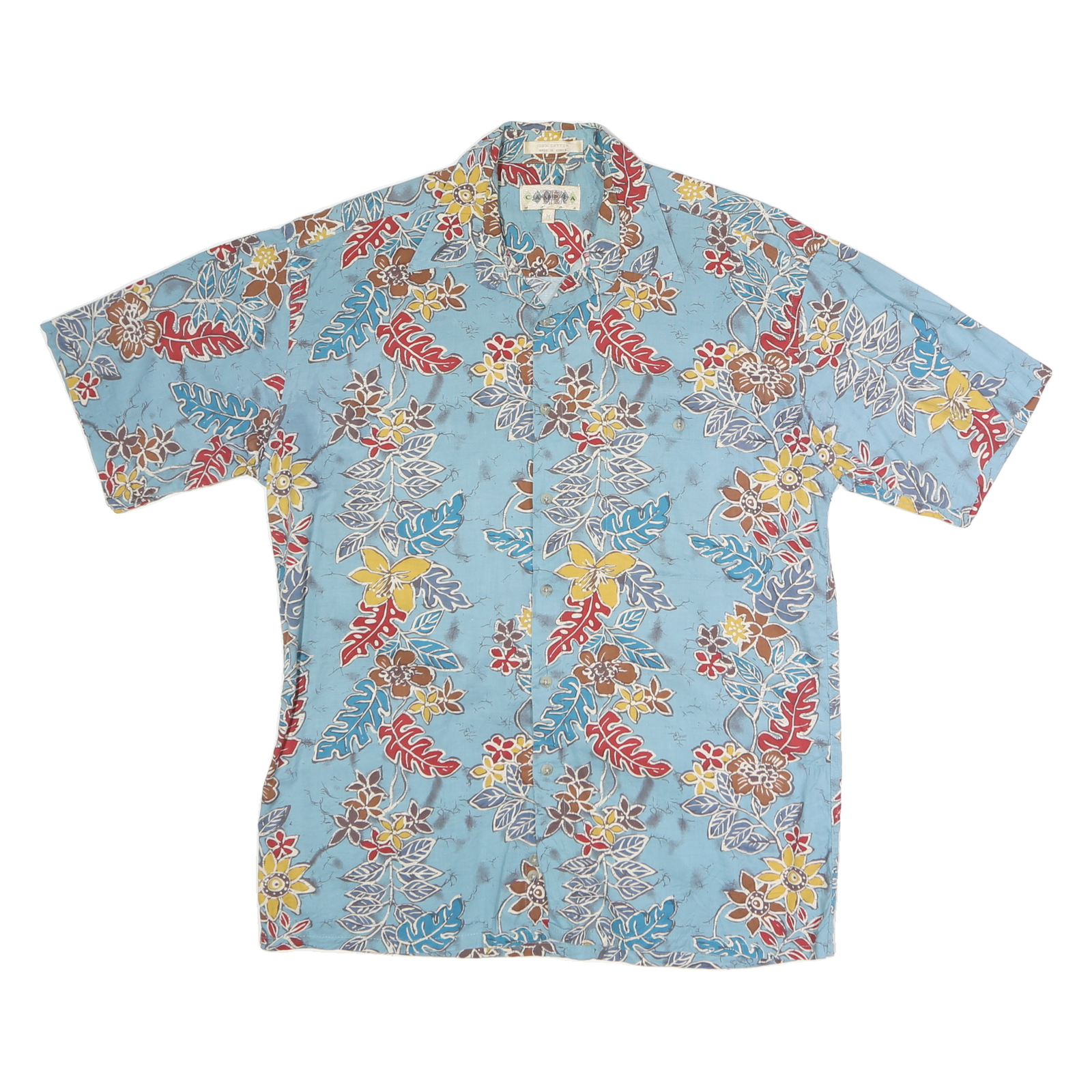 CAMPIA MODA Mens Blue Floral Short Sleeve Shirt M Cotton Summer Casual Refurbished - N/A refurbished available on Cerqular