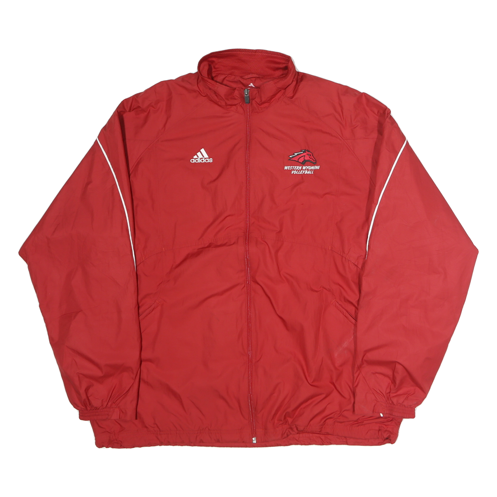 ADIDAS Mens Red Western Wyoming Volleyball Track Jacket M Polyester Zip Refurbished - N/A refurbished available on Cerqular