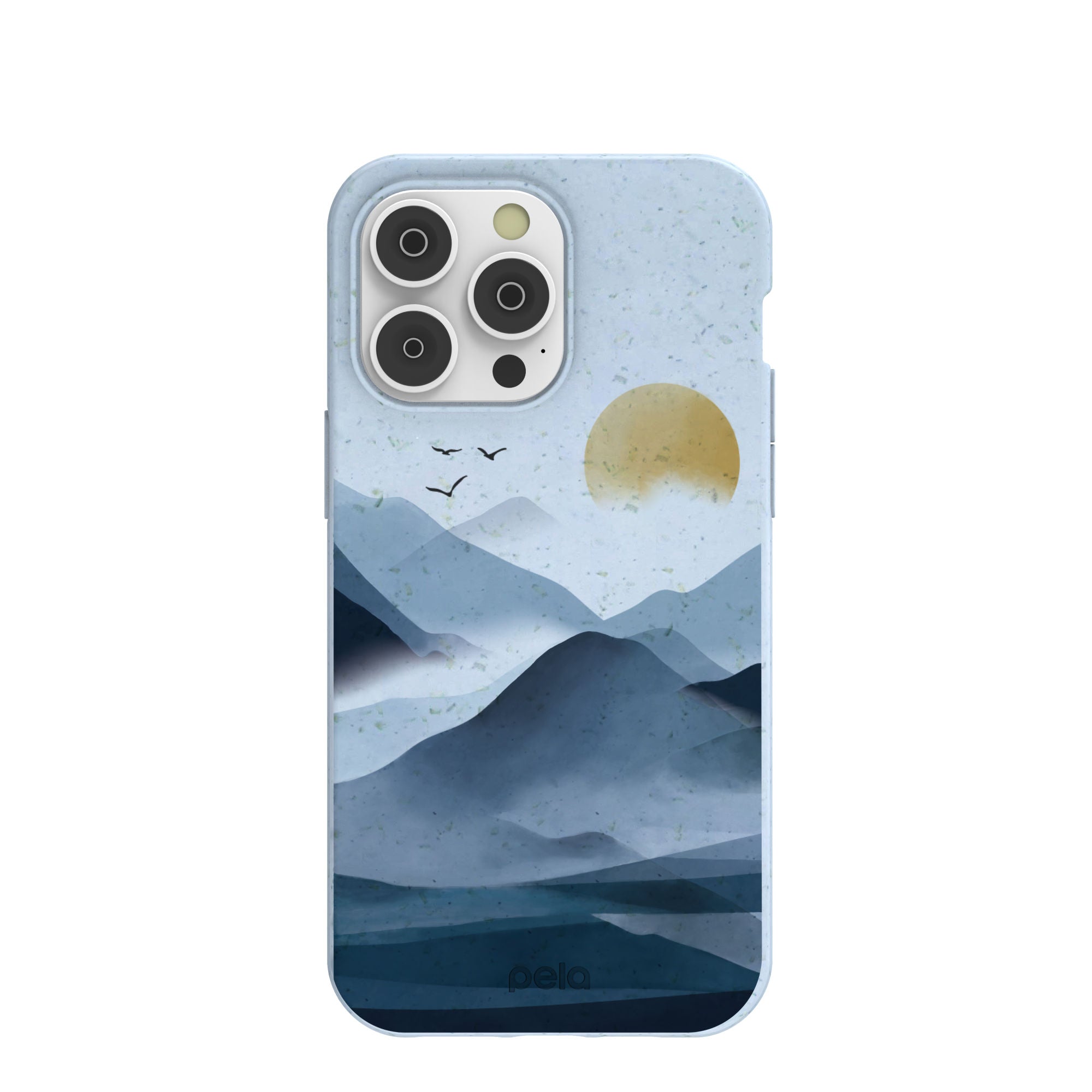 Powder Blue Misty Mountains iPhone 14 Pro Max Case Refurbished - Pela Case refurbished available on Cerqular