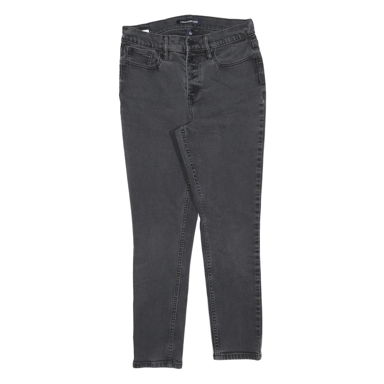 CALVIN KLEIN JEANS Womens Slim Black Denim Raw W28 L25 Slim Fit Button Fly Refurbished - N/A refurbished available on Cerqular