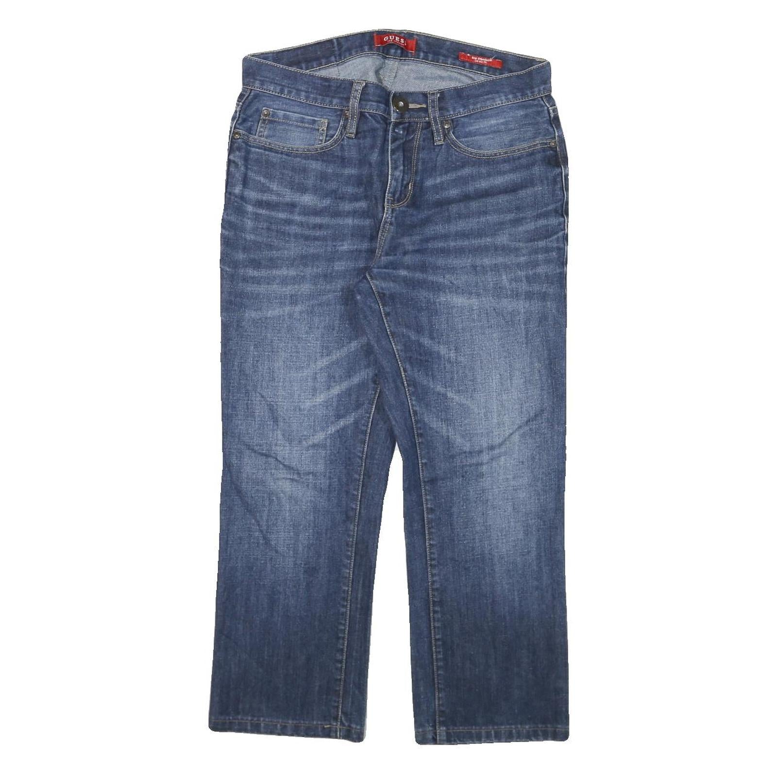 GUESS Mens Blue Regular Straight Denim Medium W31 L25 Zip Cotton Blend Jeans Refurbished - N/A refurbished available on Cerqular