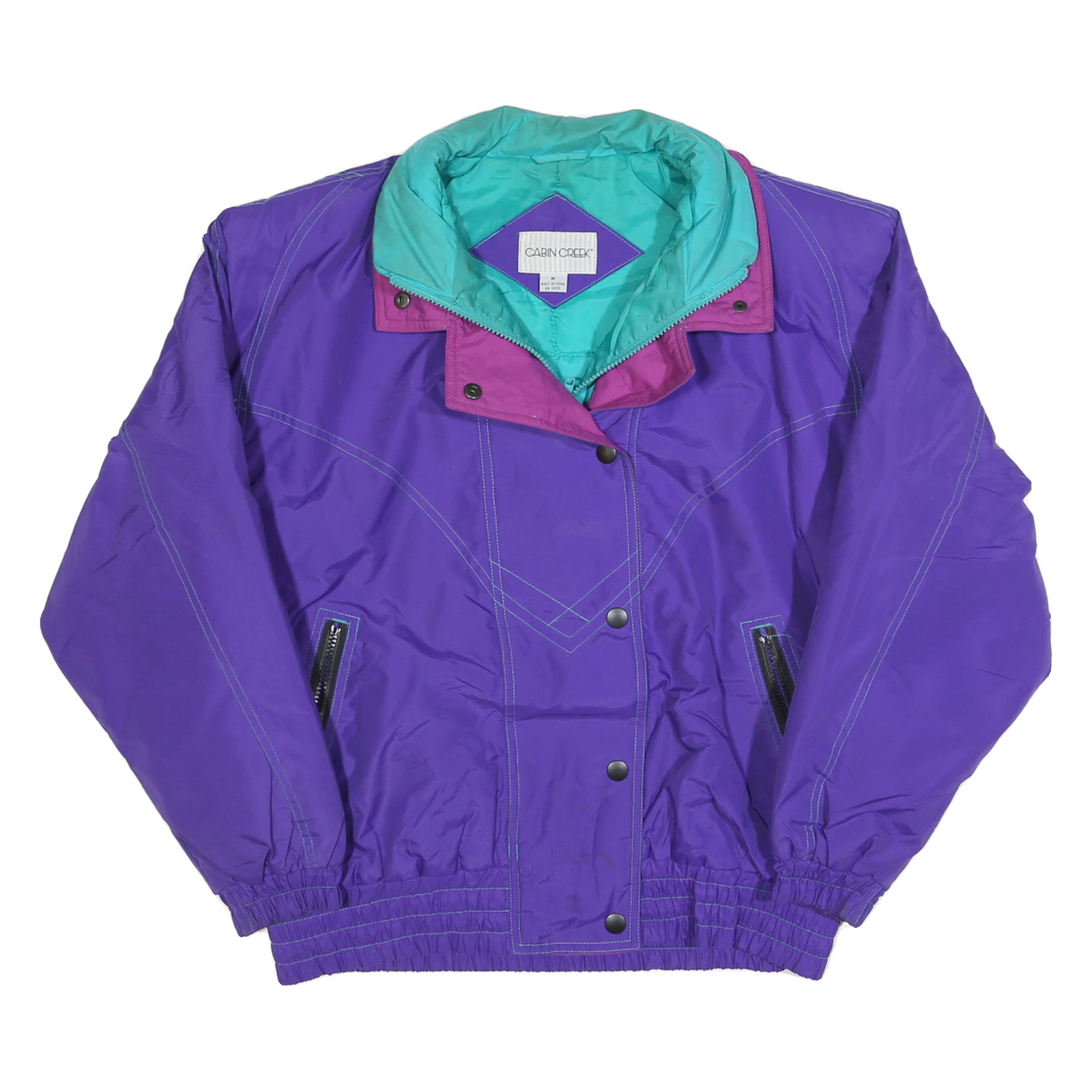 CABIN CREEK Womens Purple & Pink Zip Jacket M Polyester Outdoor Casual Refurbished - N/A refurbished available on Cerqular