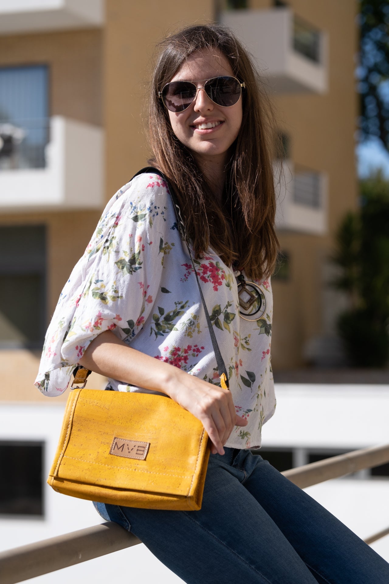 Night Vegan Crossbody Bag yellow cork | Choose Strap Style: Cork Strap Refurbished - My Vegan Bags refurbished available on Cerqular