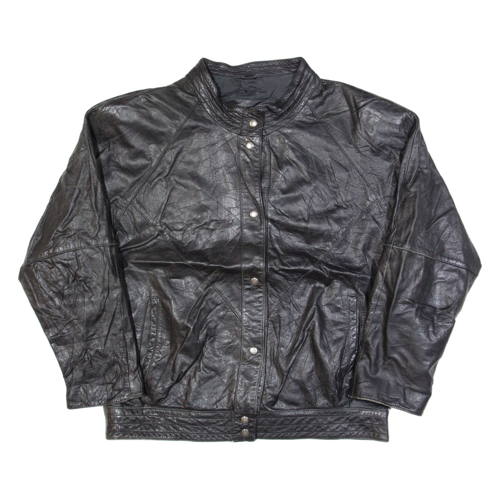 Womens Jacket Black Leather 90s L Refurbished - N/A refurbished available on Cerqular