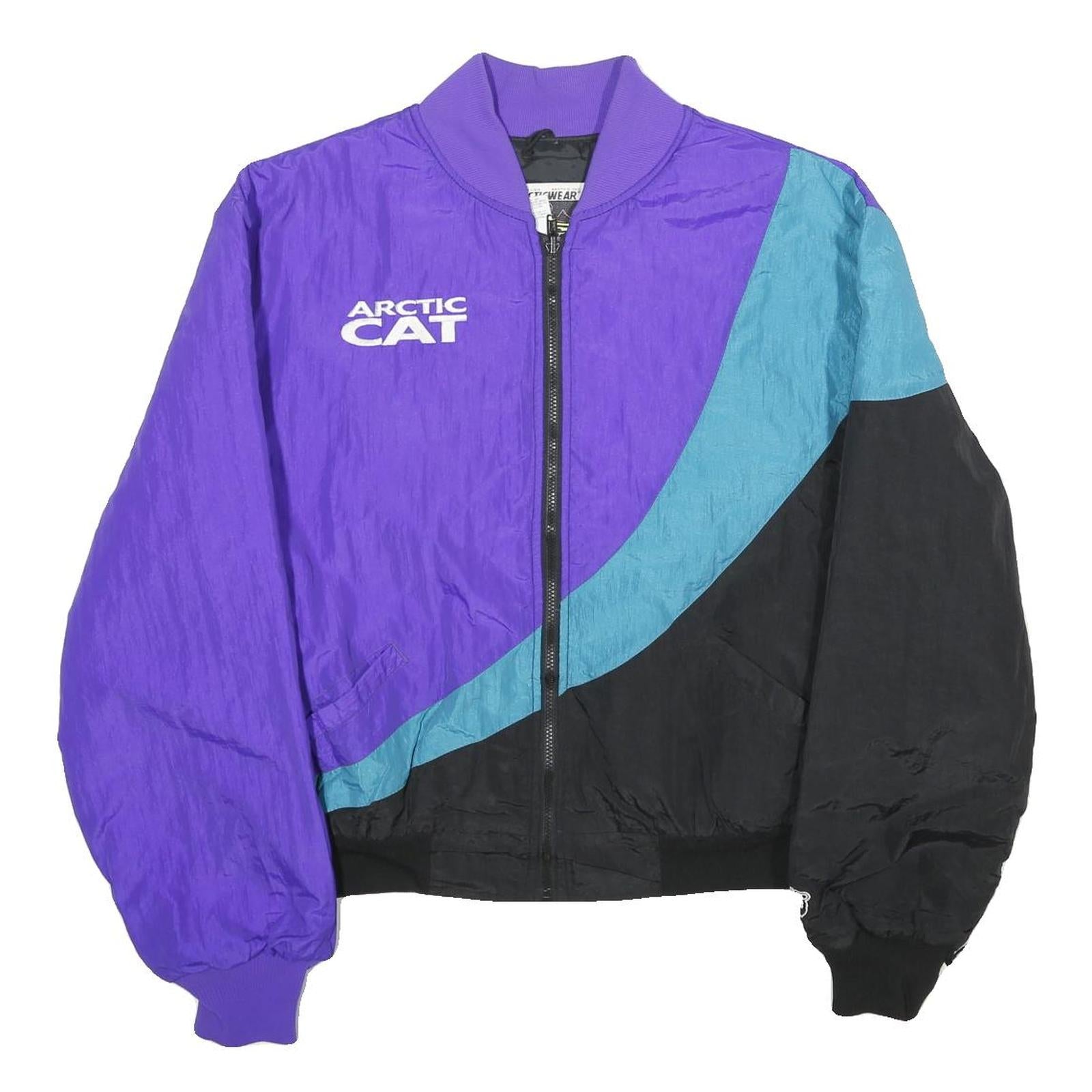 ARCTIC CAT Womens Purple Teal & Black Zip Up Nylon Bomber Jacket L Plain Refurbished - N/A refurbished available on Cerqular