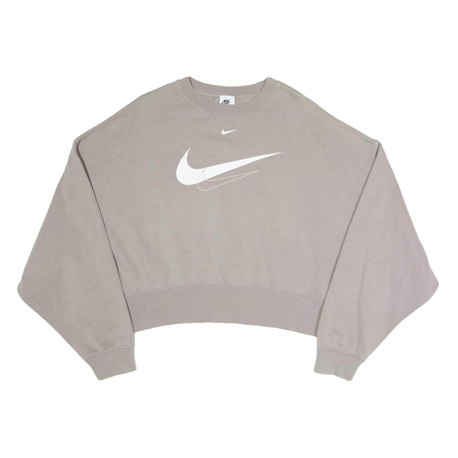 NIKE Womens Beige Sweatshirt Crew Neck S Cotton Blend Casual Pullover Refurbished - N/A refurbished available on Cerqular