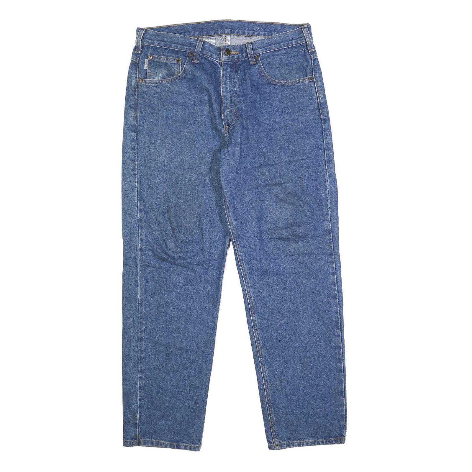 CARHARTT Mens Relaxed Jeans Blue Denim W33 L30 Classic Cotton Zip Pocket Design Refurbished - N/A refurbished available on Cerqular