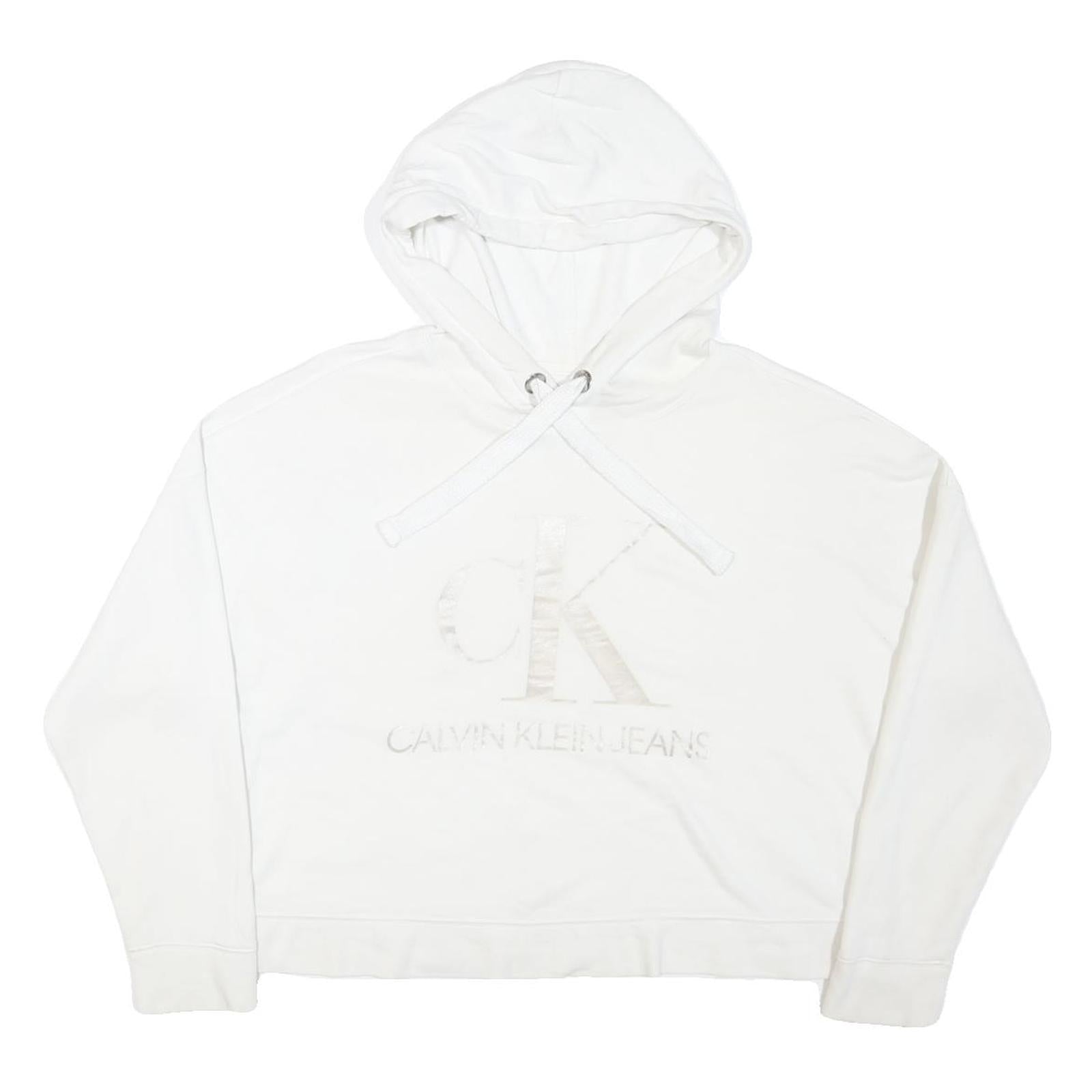 CALVIN KLEIN JEANS Womens White Hoodie M Cotton Blend Casual Pullover Refurbished - N/A refurbished available on Cerqular