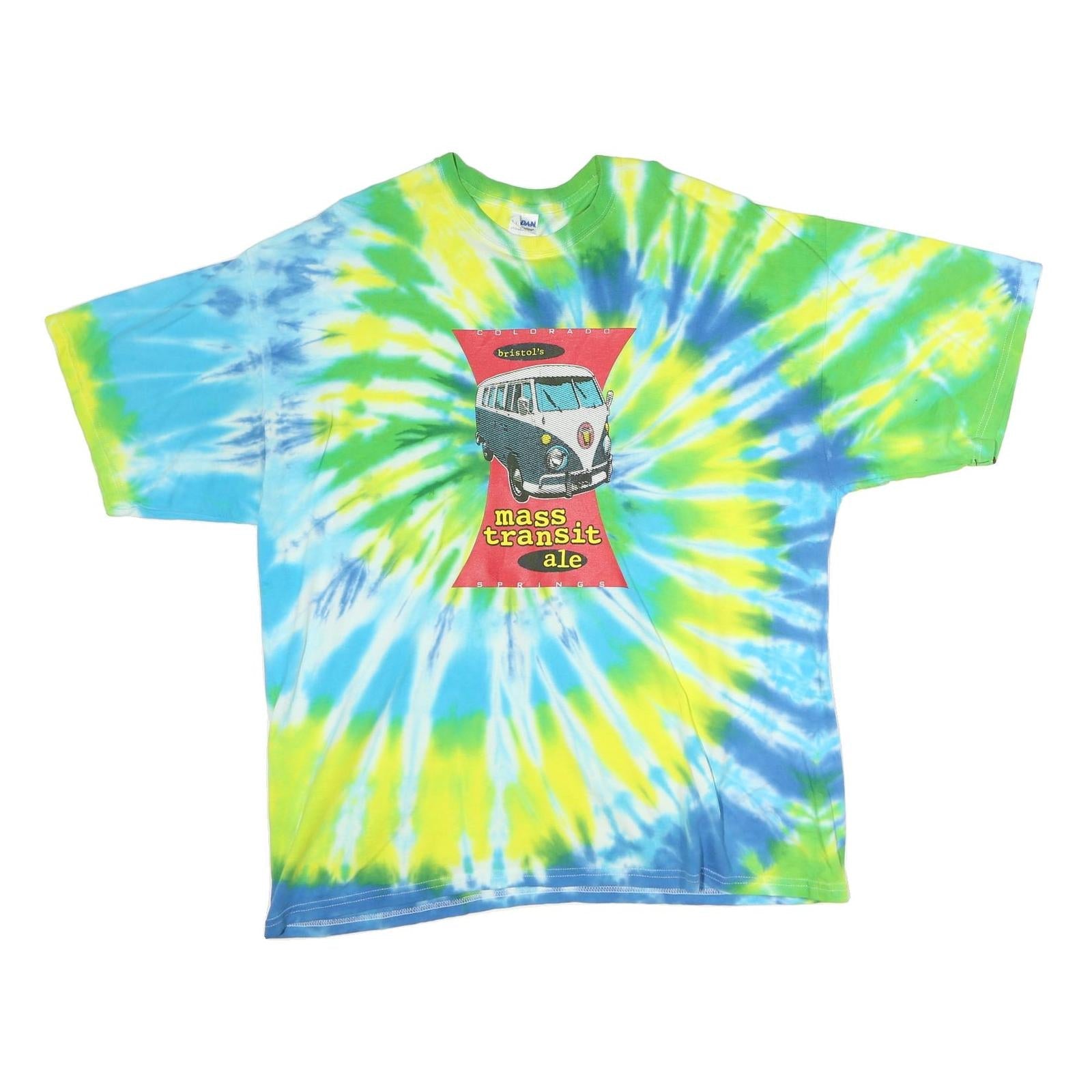 GILDAN Mens Blue & Green Tie Dye Graphic T-Shirt 2XL Short Sleeve Crew Neck Refurbished - N/A refurbished available on Cerqular