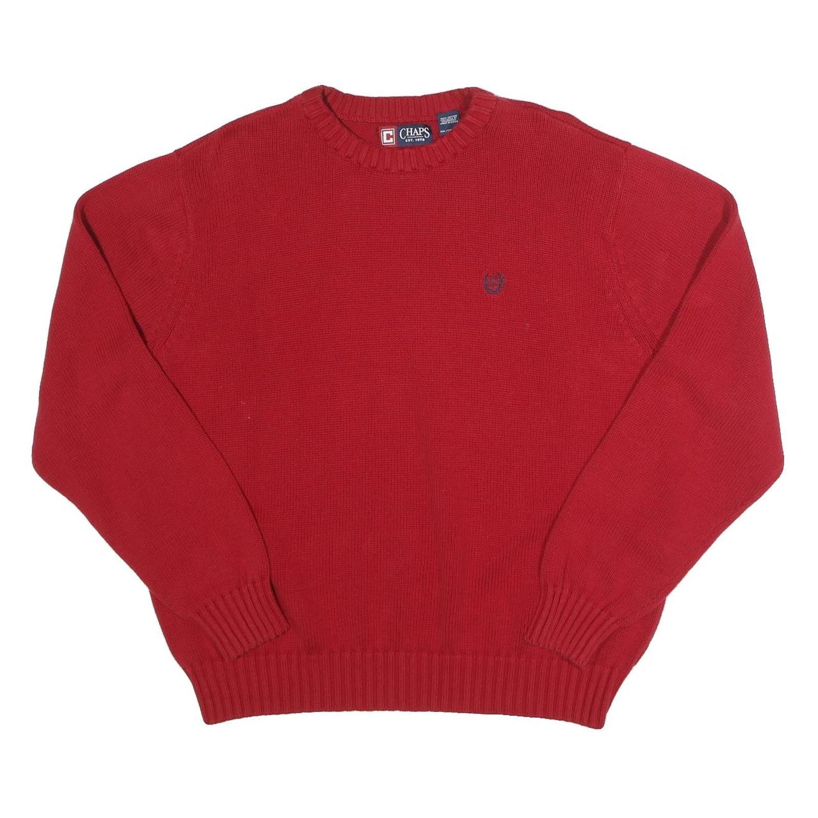 CHAPS Mens Red Plain Crew Neck Basic Knit 2XL Cotton Jumper Casual Warm Refurbished - N/A refurbished available on Cerqular