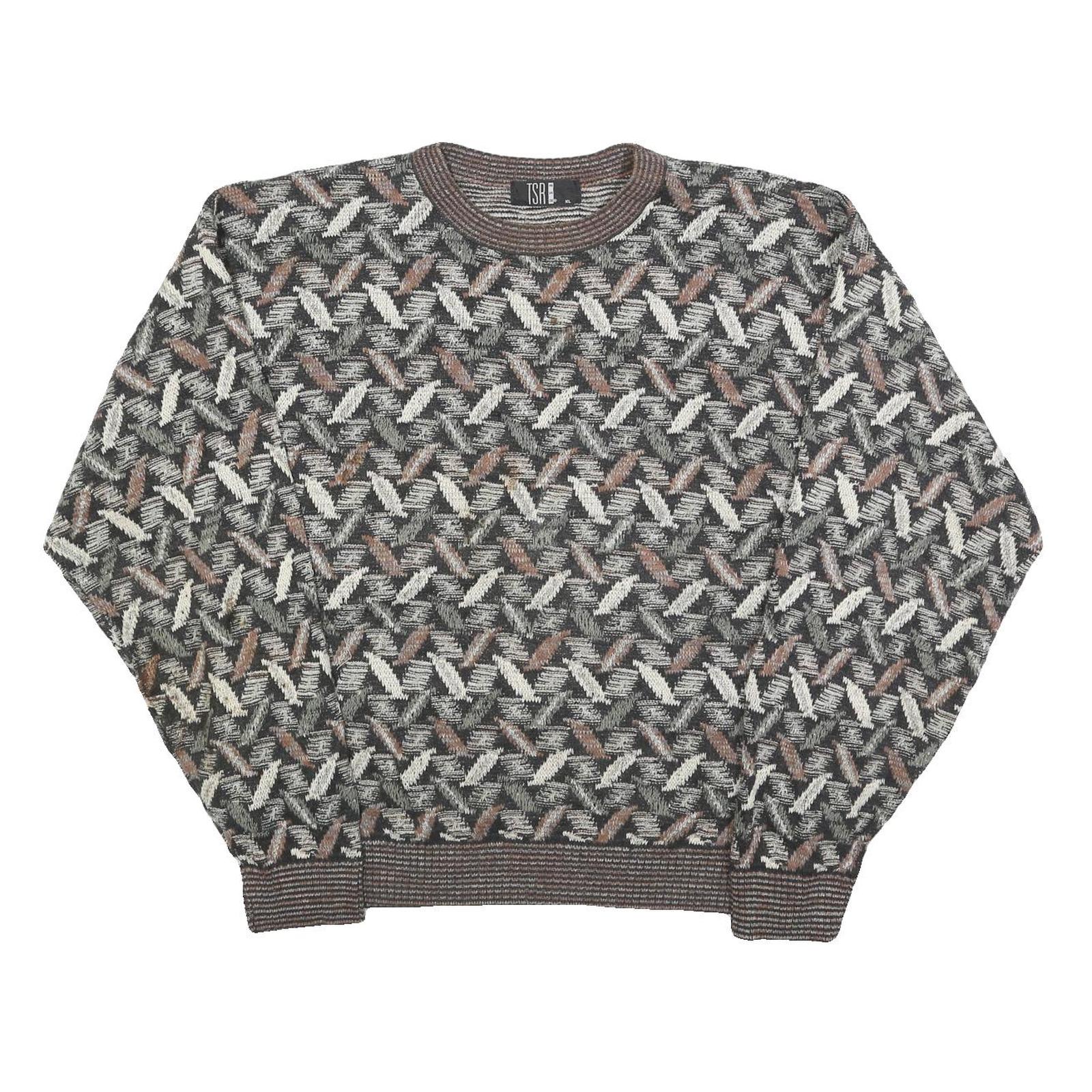 TSR Womens Grey & Brown Patterned Jumper Crew Neck Basic Knit XL Vintage Style Refurbished - N/A refurbished available on Cerqular