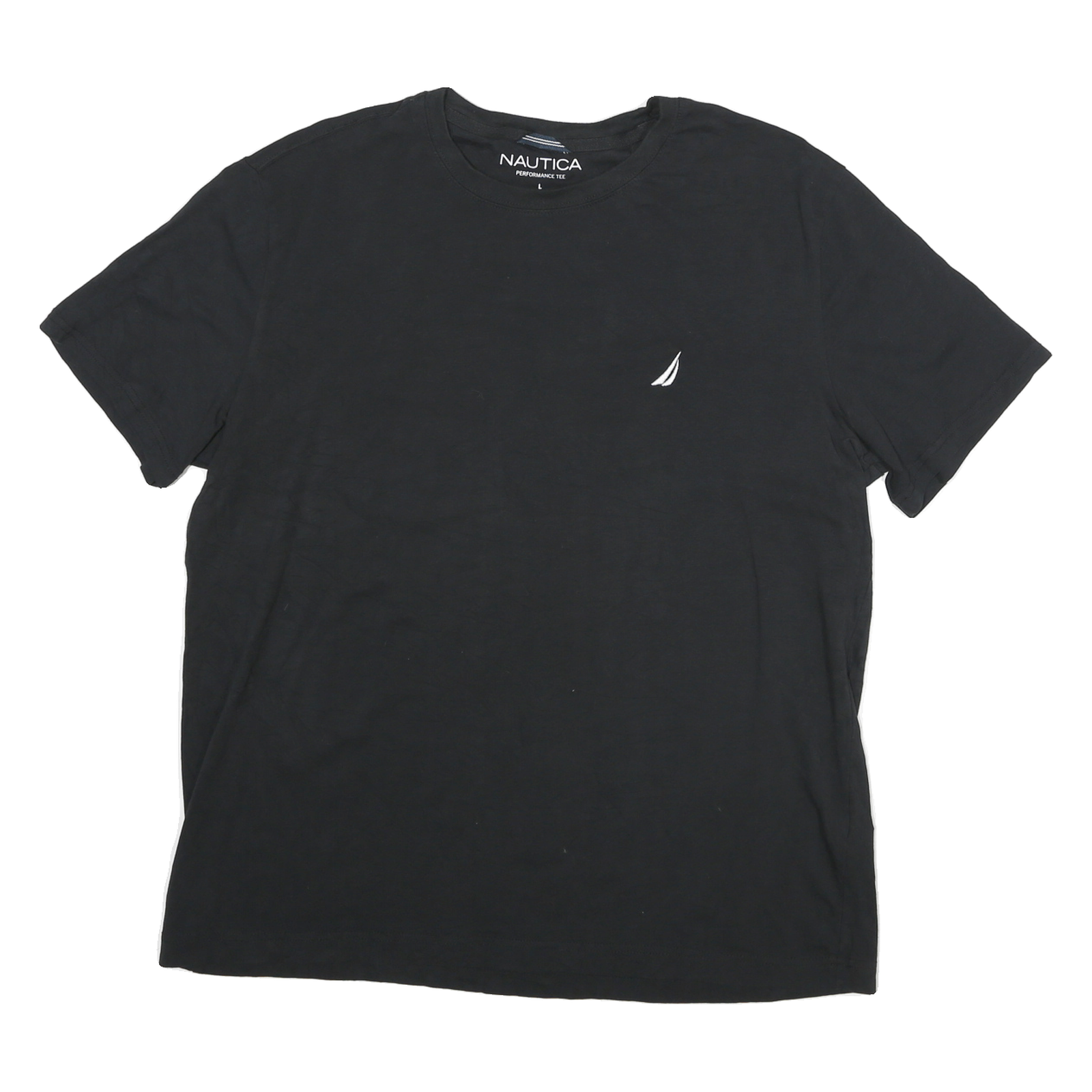 NAUTICA Mens Black Performance Crew Neck Short Sleeve T-Shirt L Cotton Blend Refurbished - N/A refurbished available on Cerqular