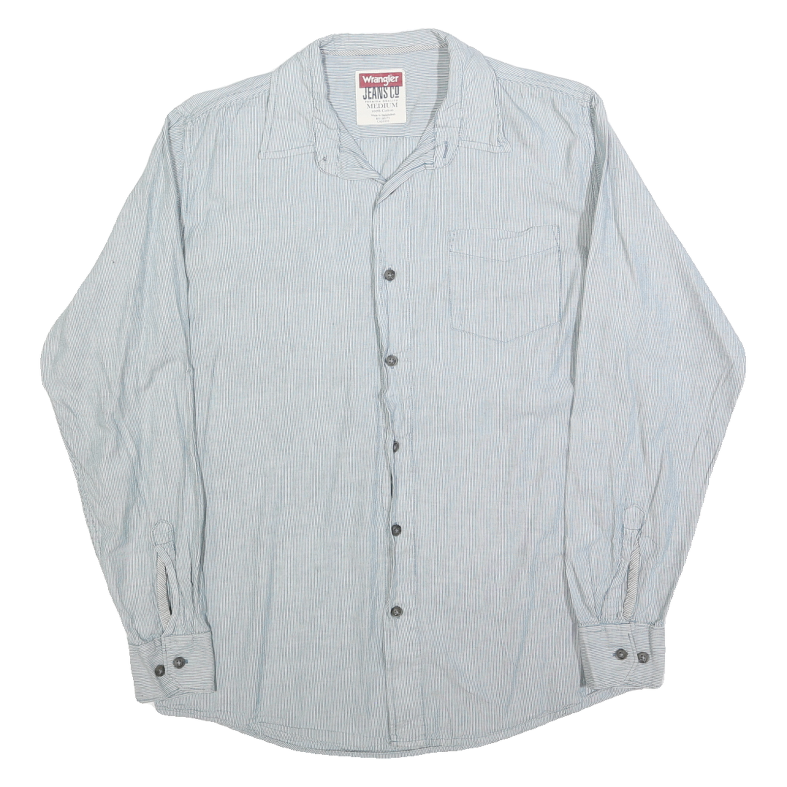 WRANGLER Mens Blue & White Slim Stripe Shirt M Cotton Casual Classic Refurbished - N/A refurbished available on Cerqular