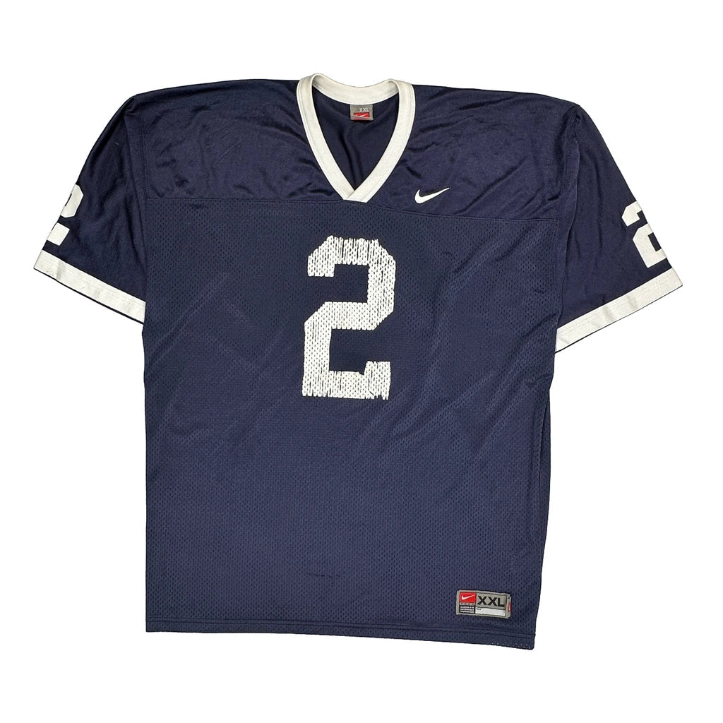 Penn State Nike Football Jersey - 2XL Navy Polyester Refurbished - Thrifted (note: this is a term often used to describe second- refurbished available on Cerqular