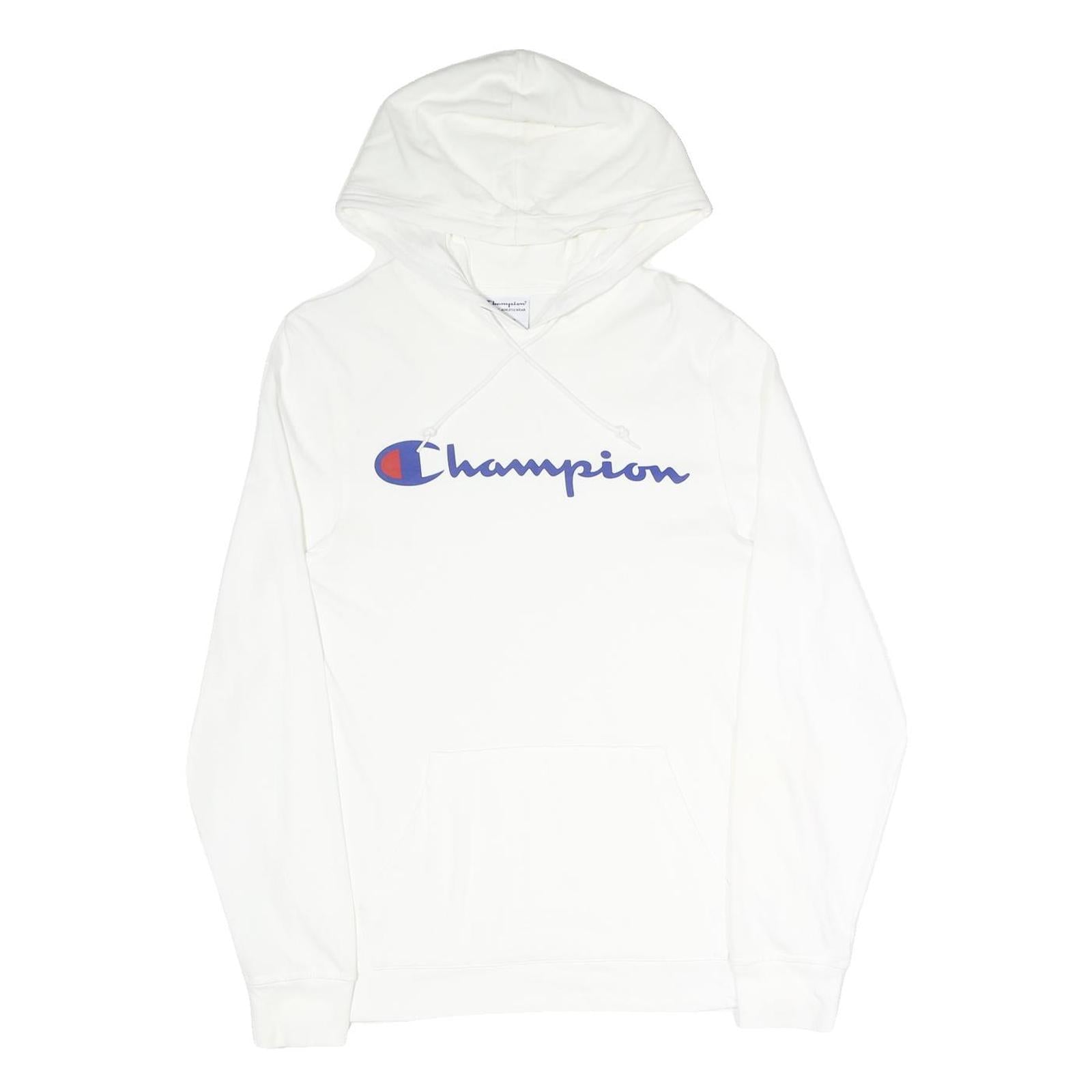 CHAMPION Mens White Hoodie S Cotton Blend Pullover Logo Sweatshirt Refurbished - N/A refurbished available on Cerqular