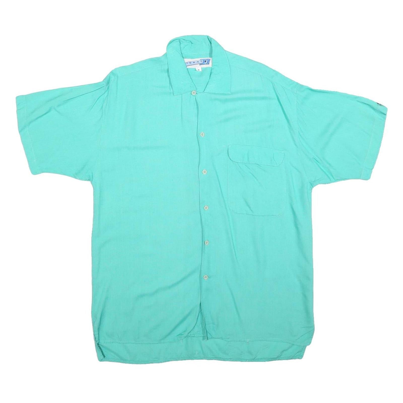 POMME Mens Blue Polyester Blend Shirt M Casual Short Sleeve Button Shirt Refurbished - N/A refurbished available on Cerqular