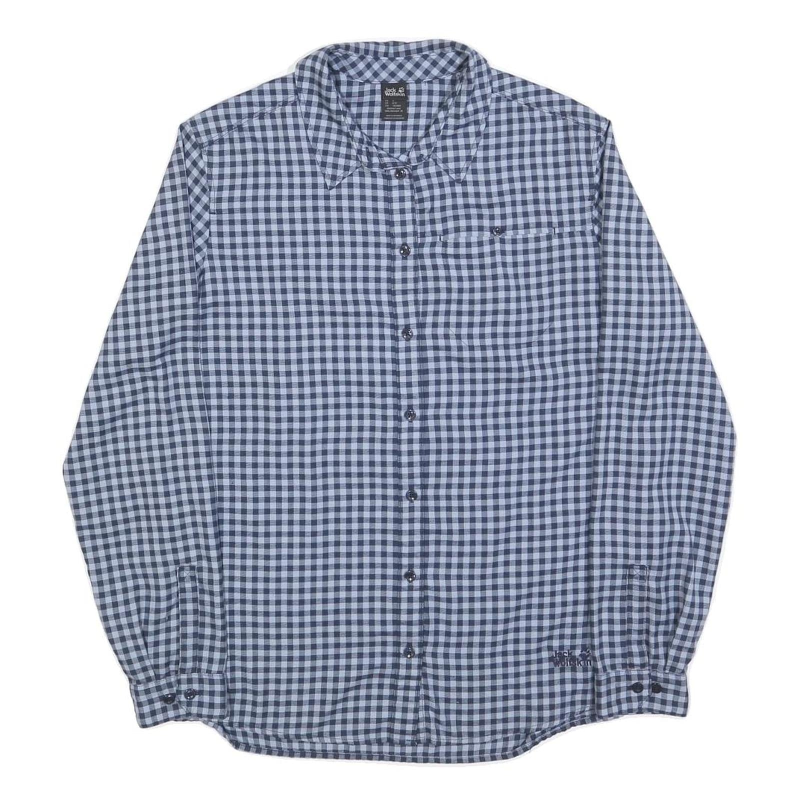 JACK WOLFSKIN Womens Blue & Navy Check Shirt S Outdoor Casual Button Front Refurbished - N/A refurbished available on Cerqular