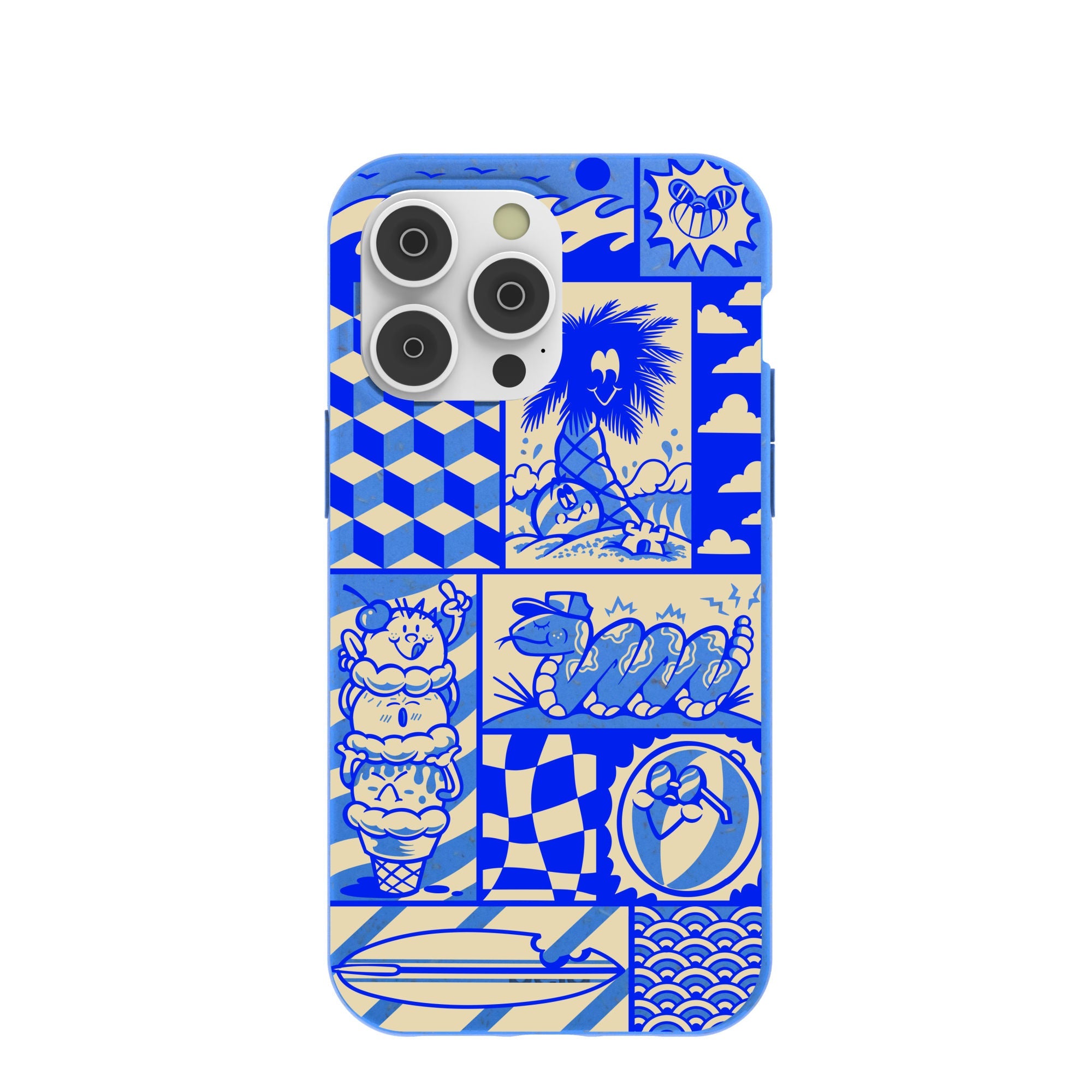 Electric Blue Summer Blues iPhone 14 Pro Max Case Refurbished - Pela Case refurbished available on Cerqular