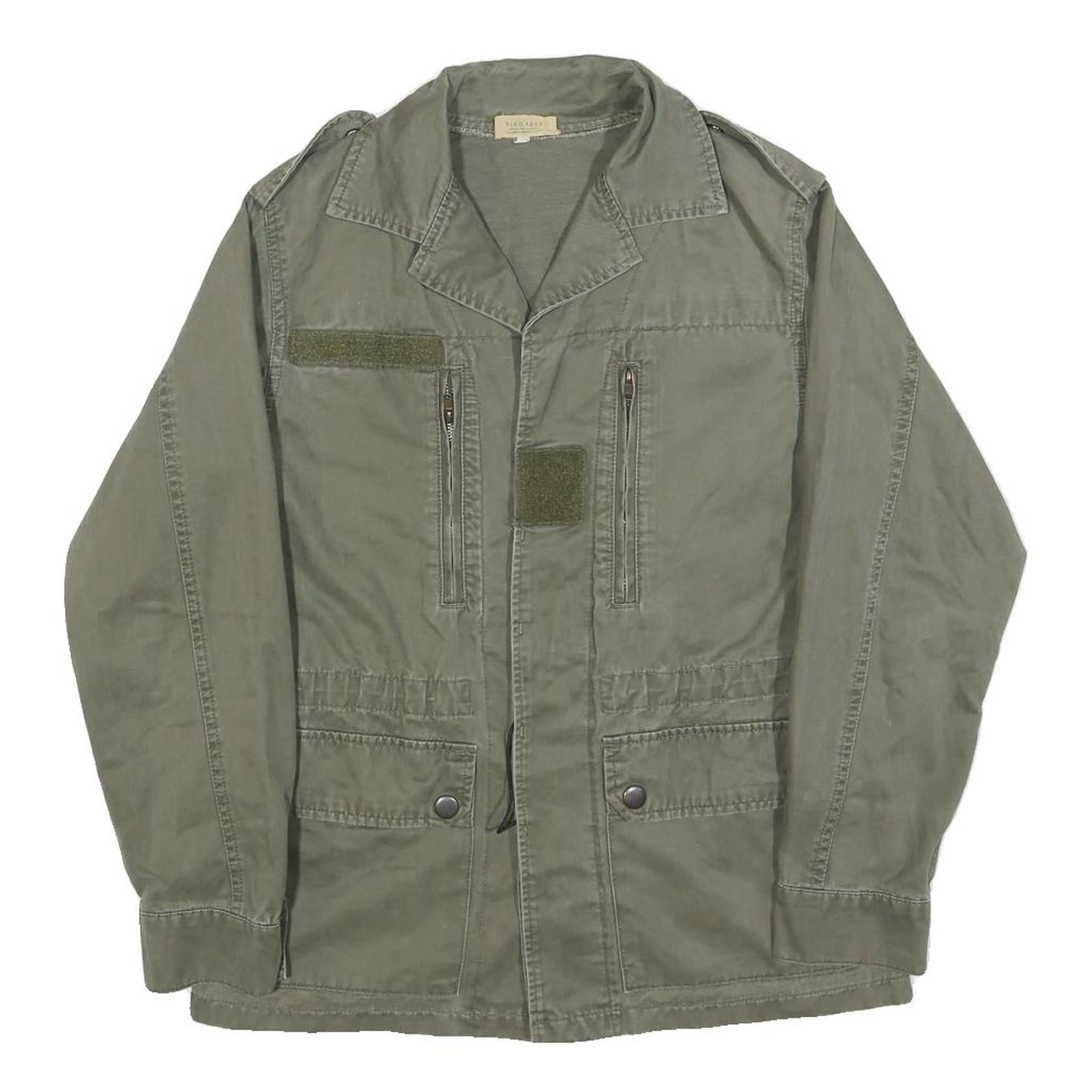 PIKO Mens Green Cotton Button Jacket S Military Casual Lightweight Refurbished - N/A refurbished available on Cerqular
