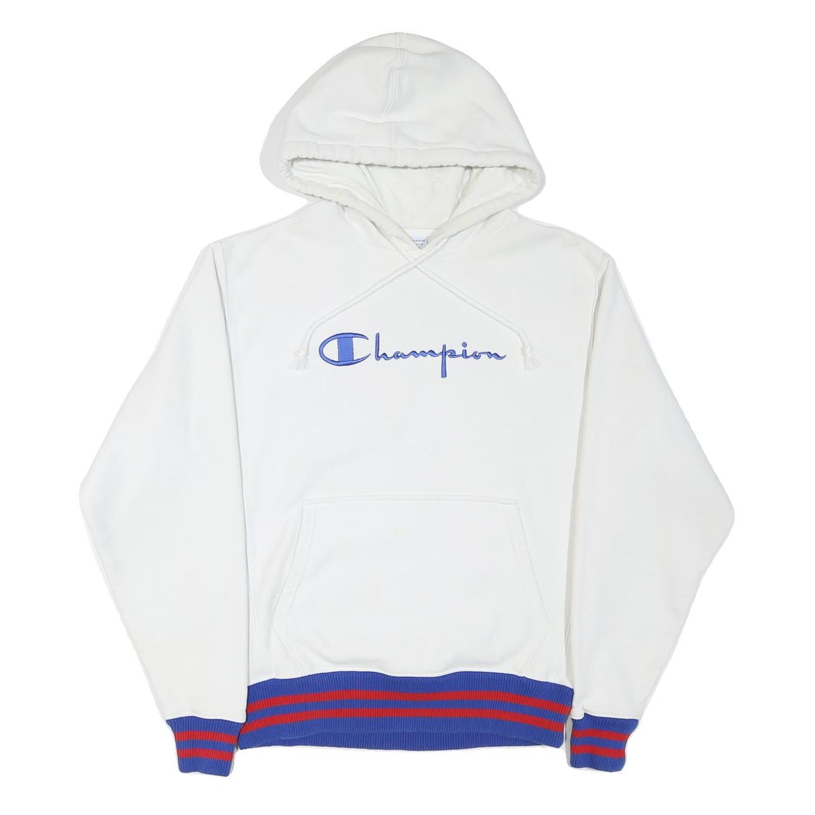 Buy CHAMPION Mens White Blue & Red Hoodie M Cotton Blend Classic Pullover Refurbished - $29.89 CHAMPION Mens White Blue & Red Hoodie M Cotton Blend Classic Pullover Refurbished - N/A refurbished available on Cerqular