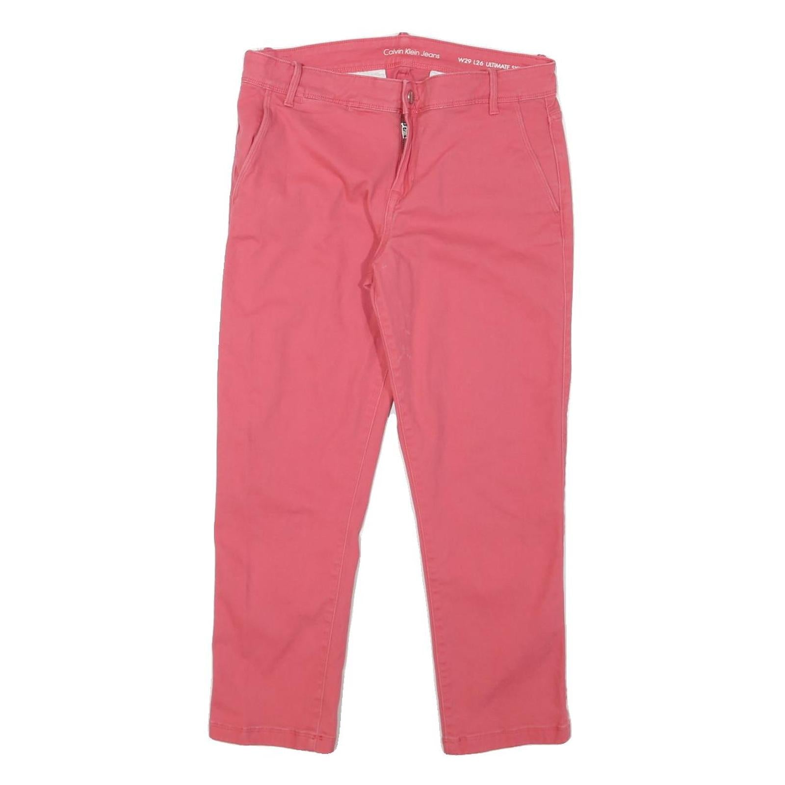 CALVIN KLEIN JEANS Womens Cotton Blend Pink Slim Straight Trousers W30 L25 Refurbished - N/A refurbished available on Cerqular