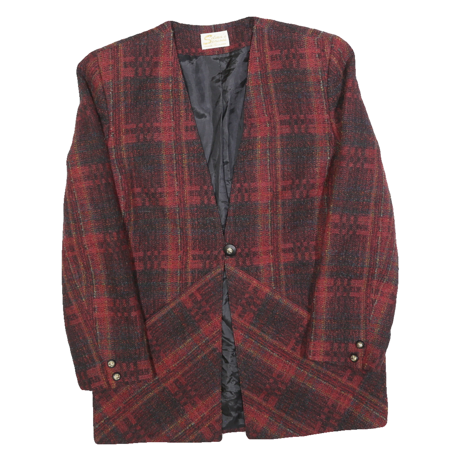 Buy SELINAS SEASON Womens Red & Black Check Wool Blend Button Jacket M Refurbished - $38.99 SELINAS SEASON Womens Red & Black Check Wool Blend Button Jacket M Refurbished - N/A refurbished available on Cerqular